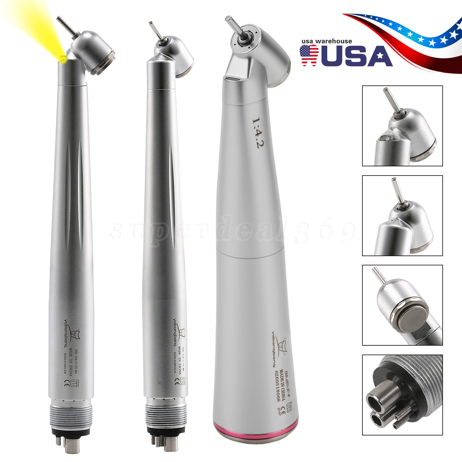 Yabangbang Dental 45° (LED) High Speed / 1:4.2 Increasing Contra Angle Handpiece