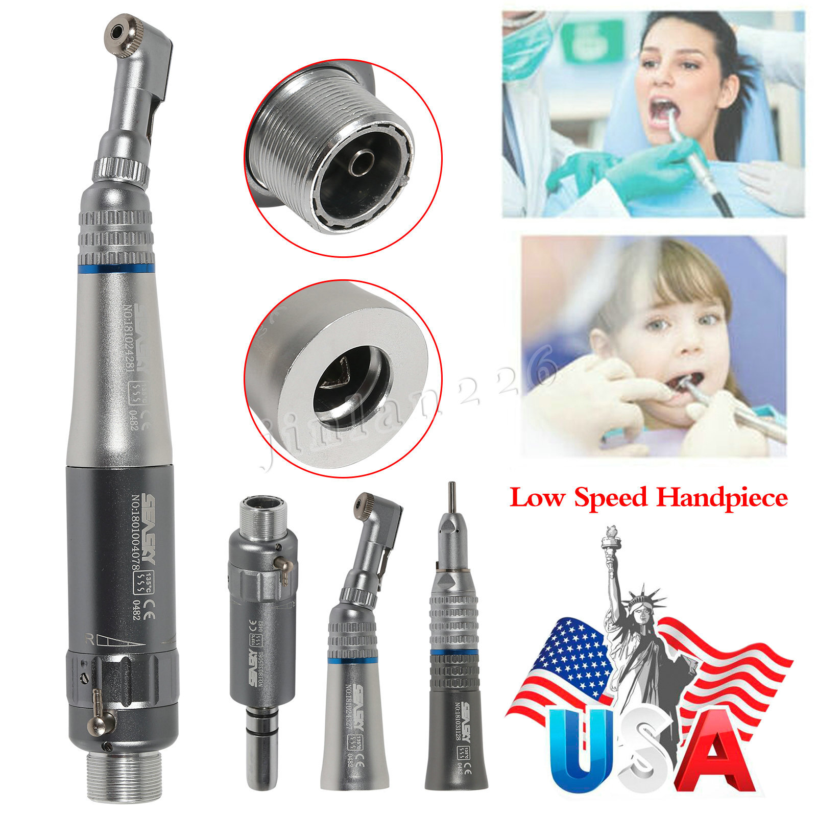 Estilo NSK Dental Baja Velocidad pieza de mano Contra Angulo Motor de aire Kit