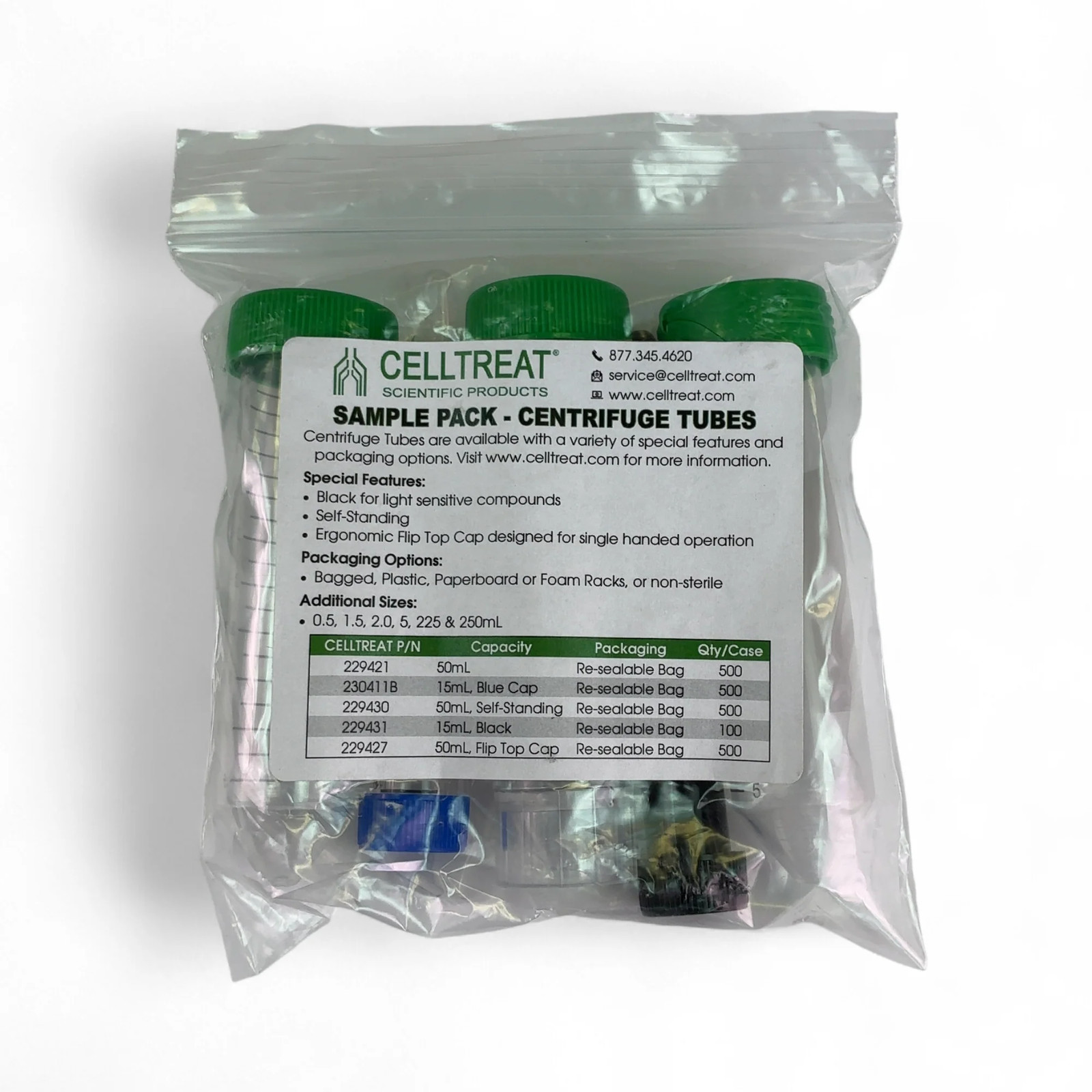 CellTreat Sterilized 15mL Centrifuge Tubes w Flip Top Caps 229417 – 500/cs (BO!)