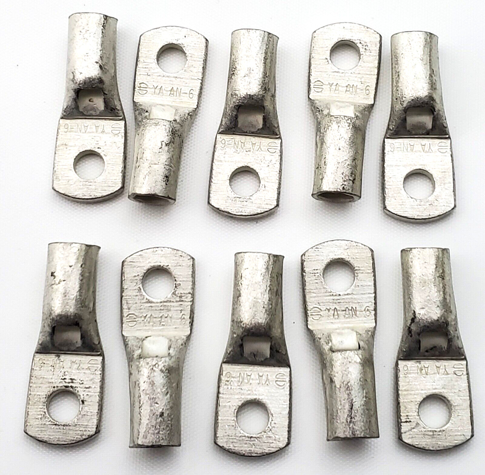 Lot of 10 Burndy YAV6CL1 #6 AWG #10 Stud Short Barrel Crimp Lugs