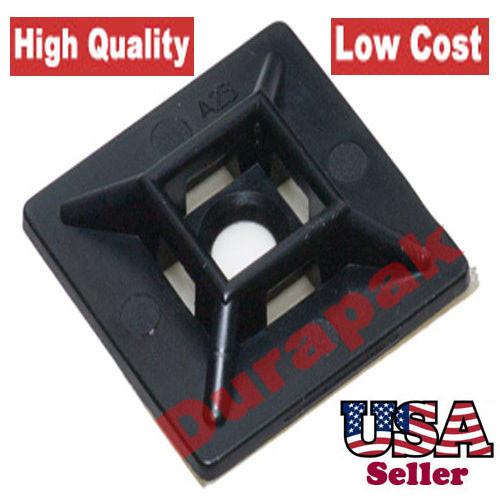 100 PCS 4 Way Cable Wire Tie Mount Base 3/4″ Black Secure Adhesive Back Glue