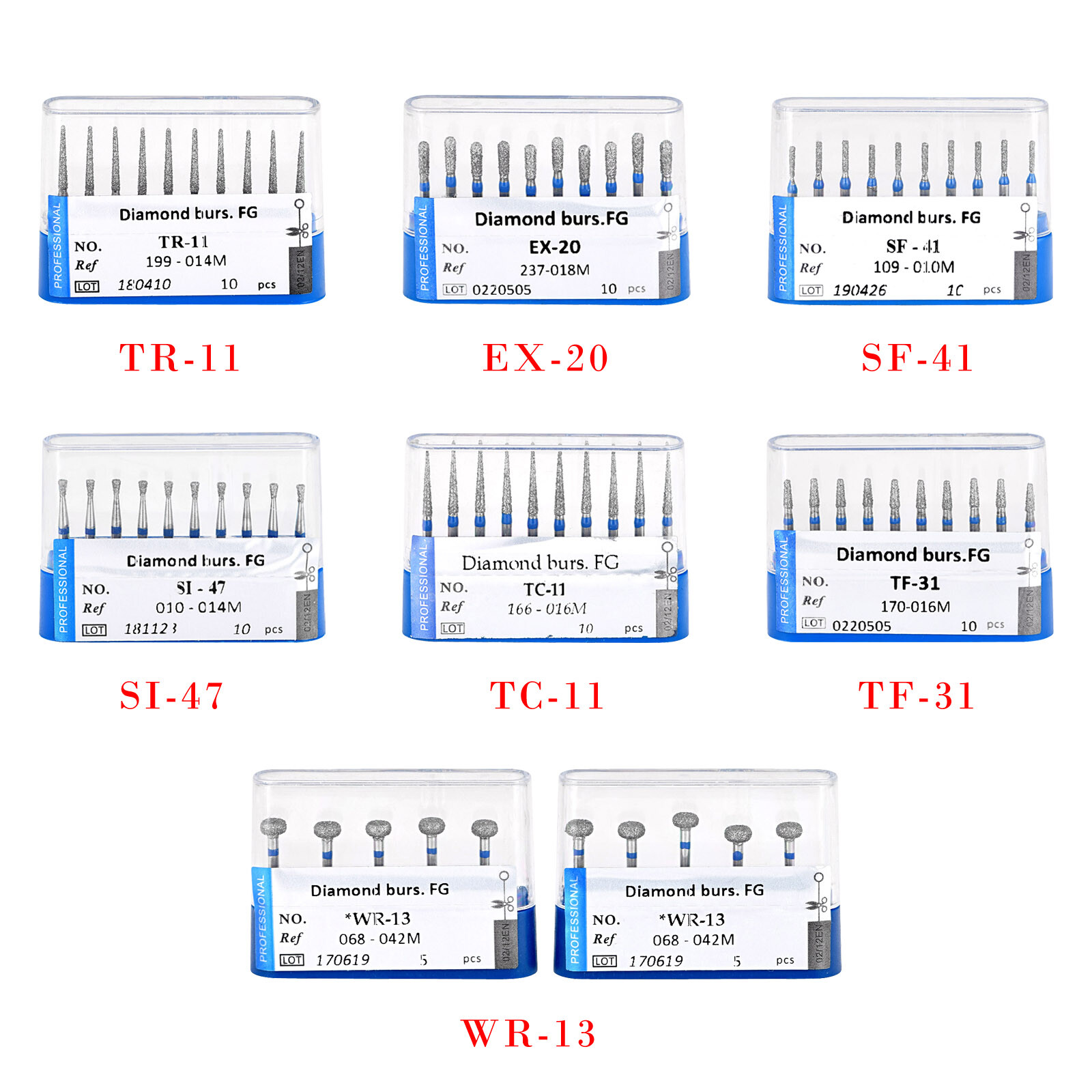 10Pcs/pack Dental Diamond Burs for High Speed Handpiece FG1.60mm Polishing Burs