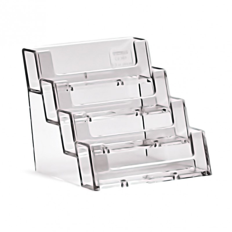 4-Pocket Clear Acrylic “deflect-o” Style Counter-Top Business Card Holder