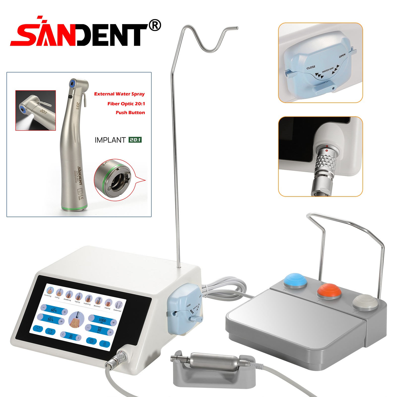 ST Dental Implant Motor Surgical System Brushless Motor 20:1 LED Contra Angle us