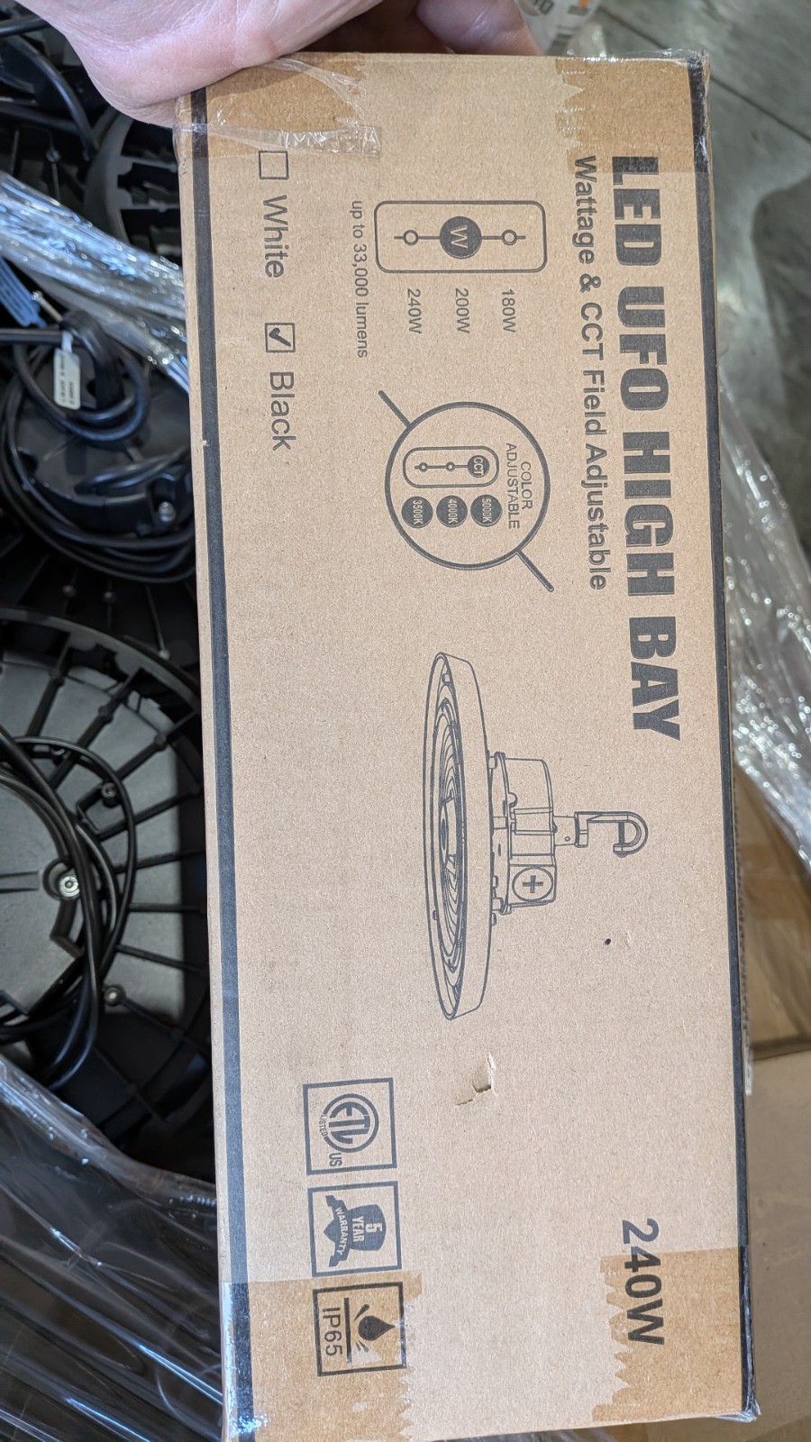 LED UFO High Bay Light – Black – Wattage & CCT Field Adjustable – 180/200/240W
