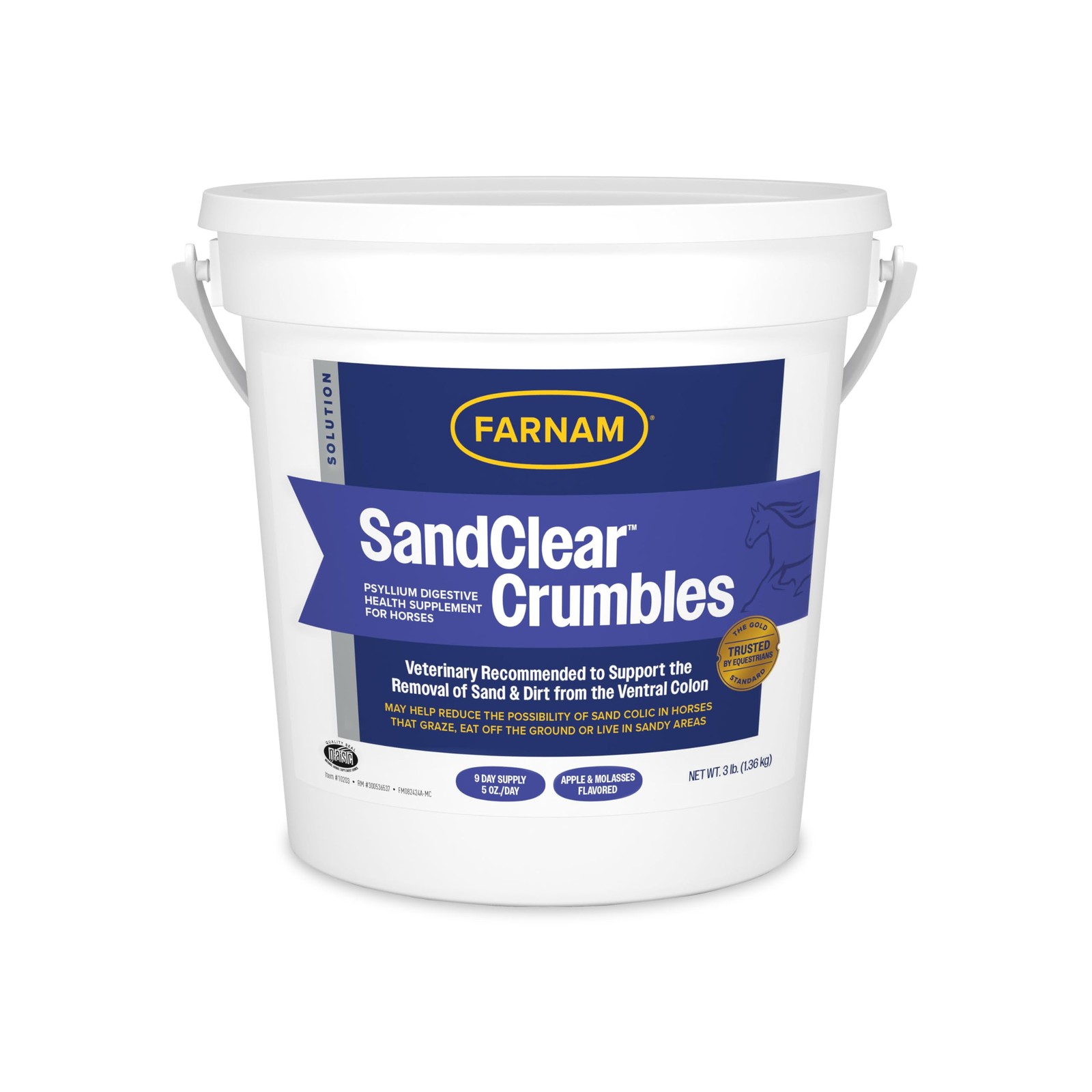 Farnam SandClear Psyllium Crumbles Supplement for Horses, 3 pounds, Brown