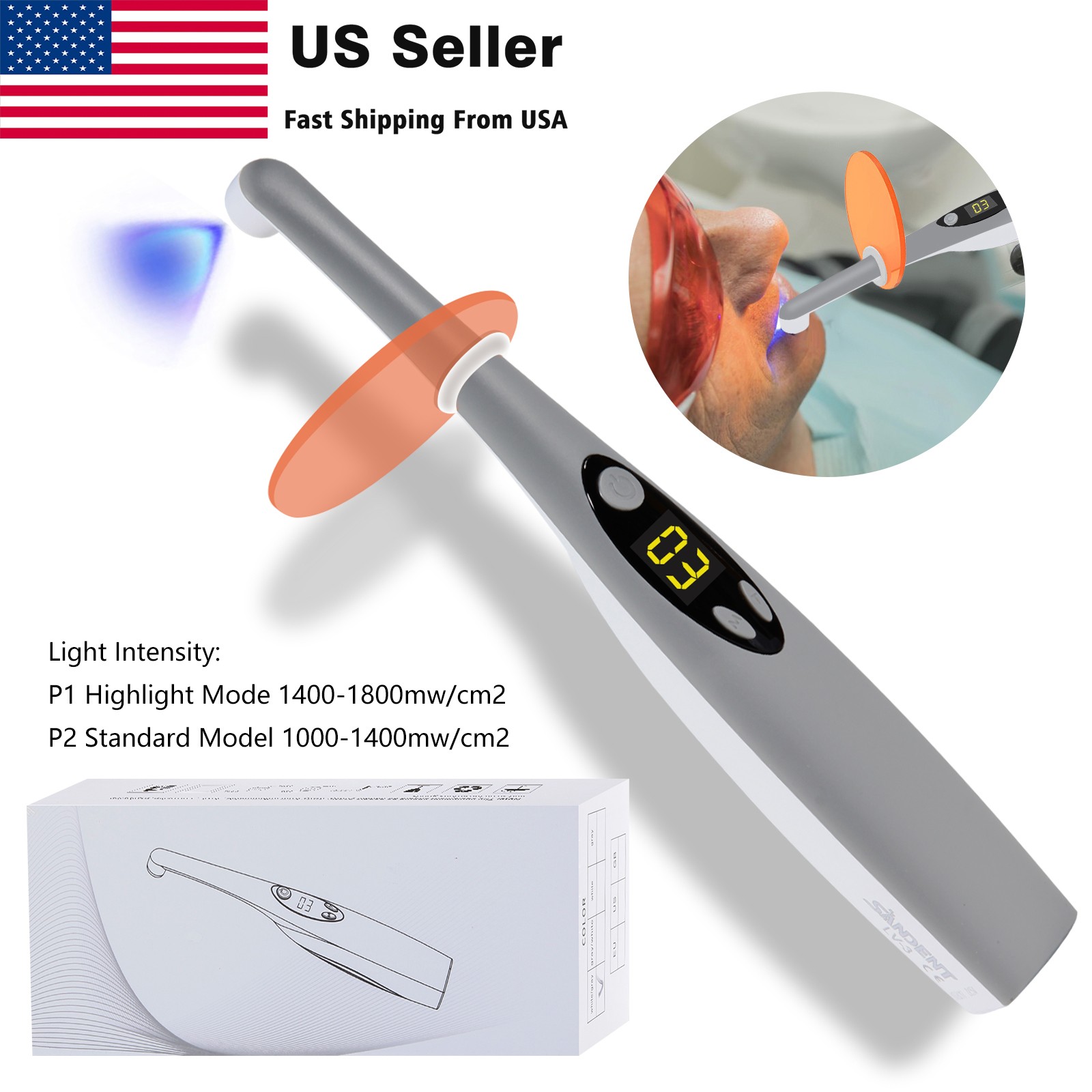 Dental Cordless Led Curing Light 3 Second iLED Cure Lamp Woodpecker DTE Style