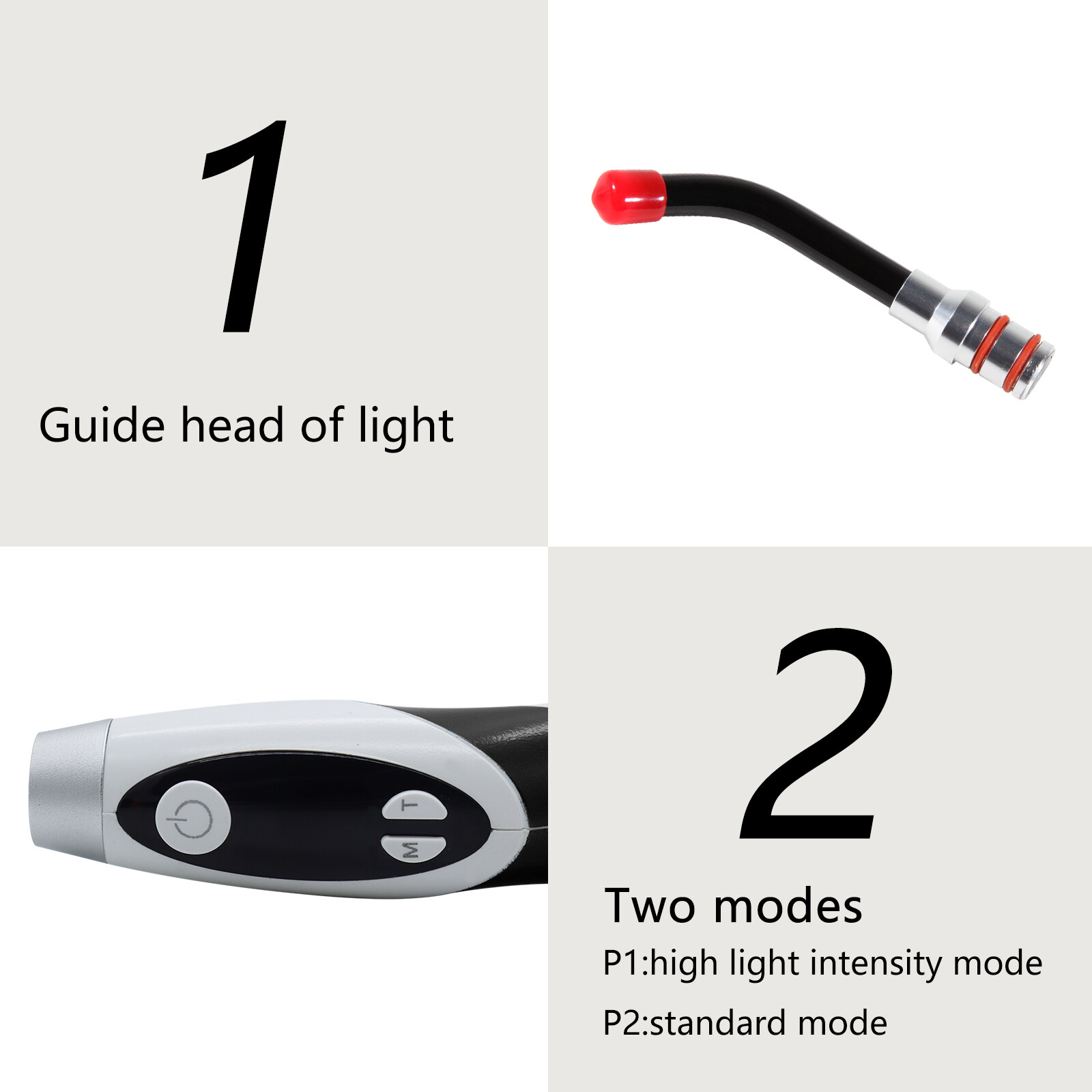 Dental Light Cure Lamp Cordless 3 Modes Metal Head LED 5SEC Dental Curing Light