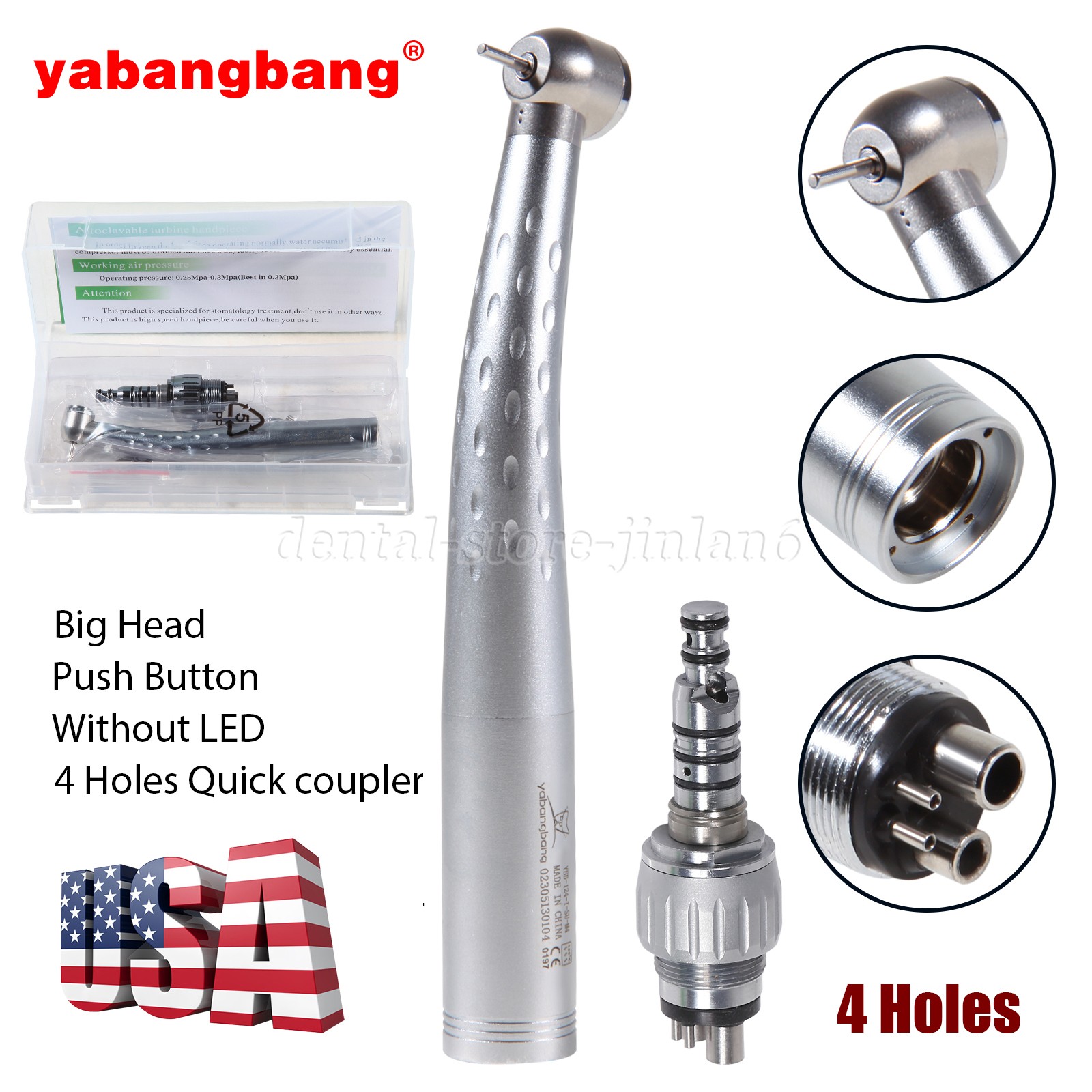 YABANGBANG Dental High Speed Handpiece with 4Hole Swivel Coupler For KaV GD4