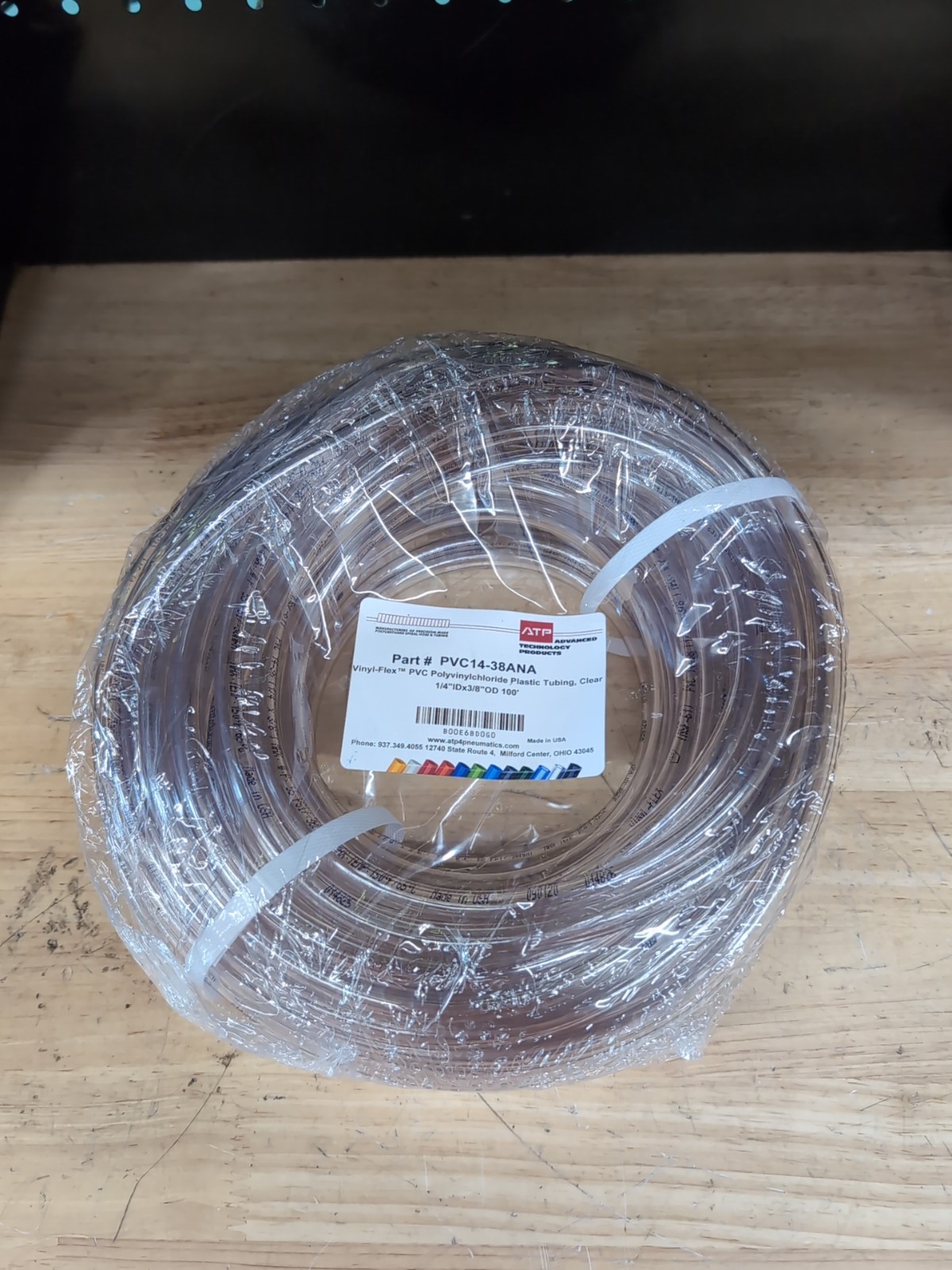 ATP Vinyl-Flex PVC Plastic Tubing PVC14-38ANA 1/4”ID x 3/8”OD 100′ Clear