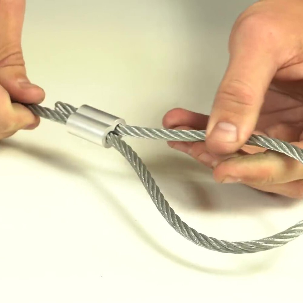 HIGOOD Aluminum Swage Sleeves for Wire Rope Dia 1/8″, Aluminum Alloy, PK 100