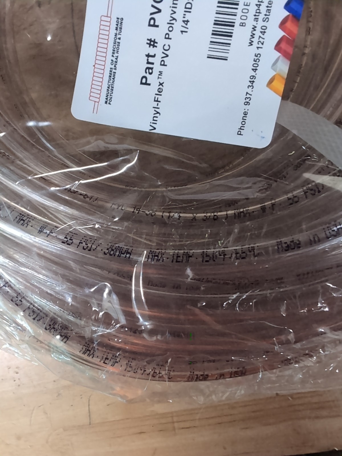 ATP Vinyl-Flex PVC Plastic Tubing PVC14-38ANA 1/4”ID x 3/8”OD 100′ Clear