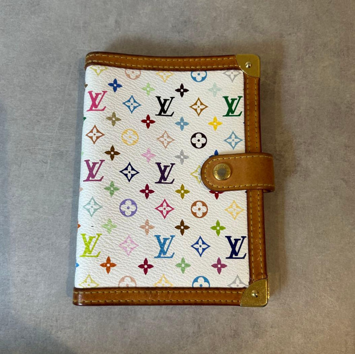 Louis Vuitton Monogram Multicolor Notebook Cover R20896 White Planner Cover Auth