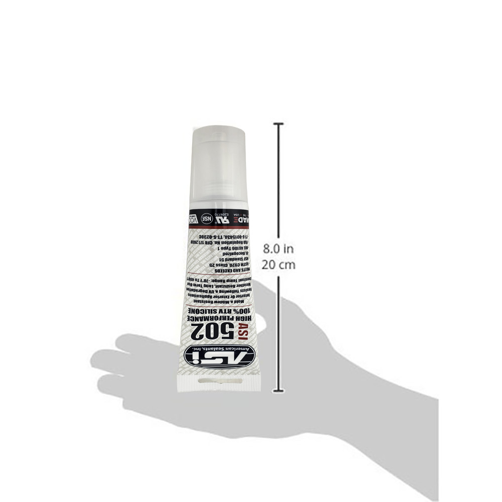 ASI 502 Black Food Grade 100% RTV Silicone Sealant – 2.8 Oz Squeeze Tube