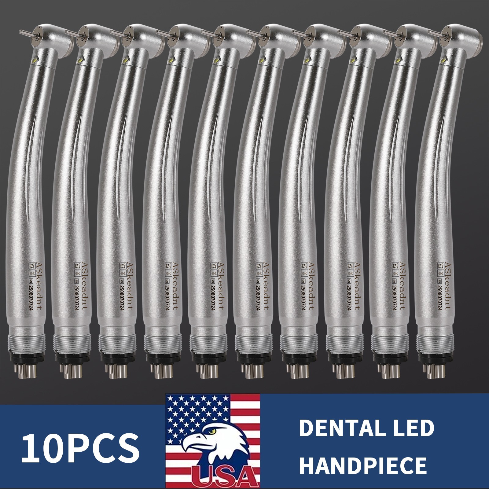 10*Dental PANA Max High Speed LED Handpieces NSK Type Internal Triple Spray Push