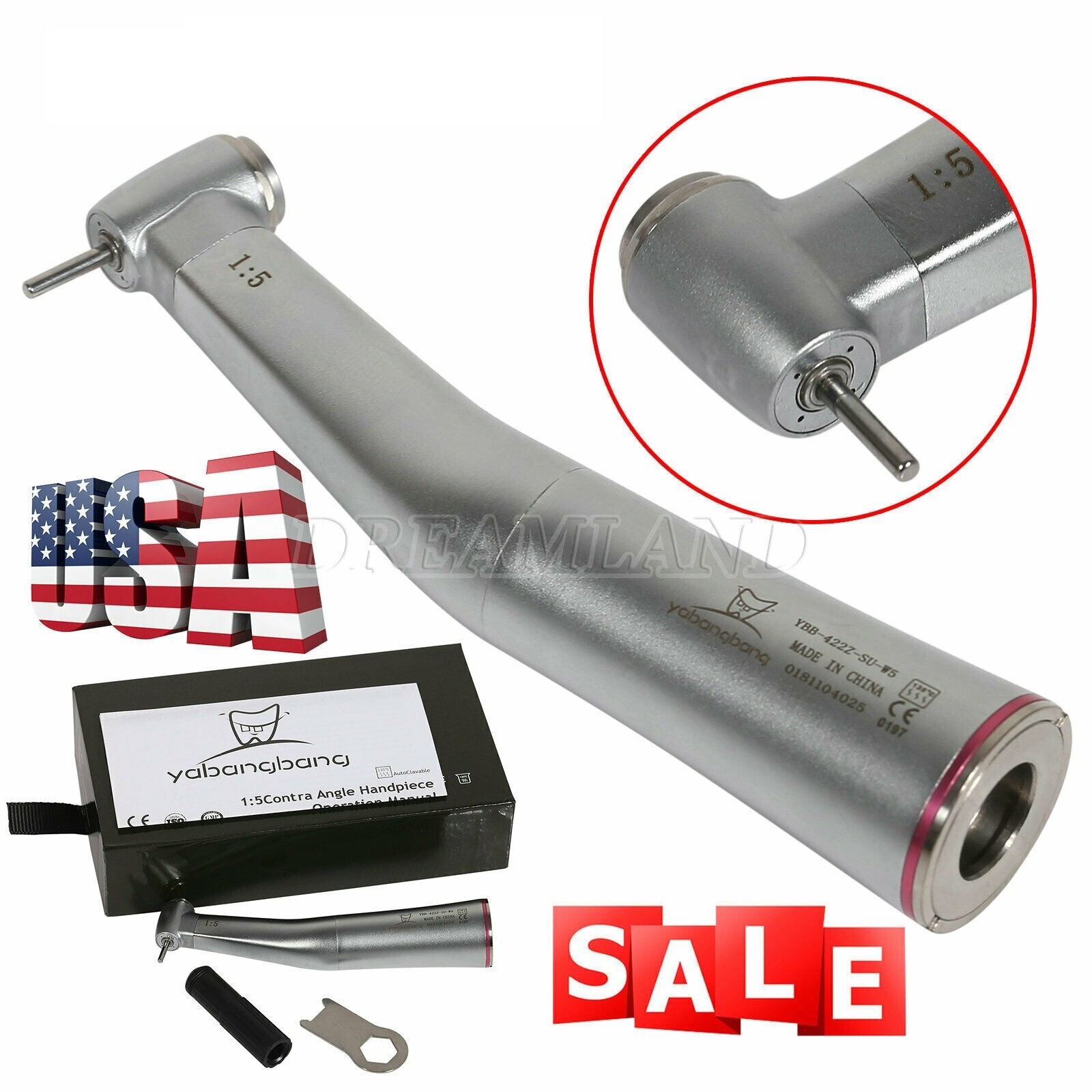 Yabangbang Dental Electric Handpiece 1:5 Contra Angle No LED