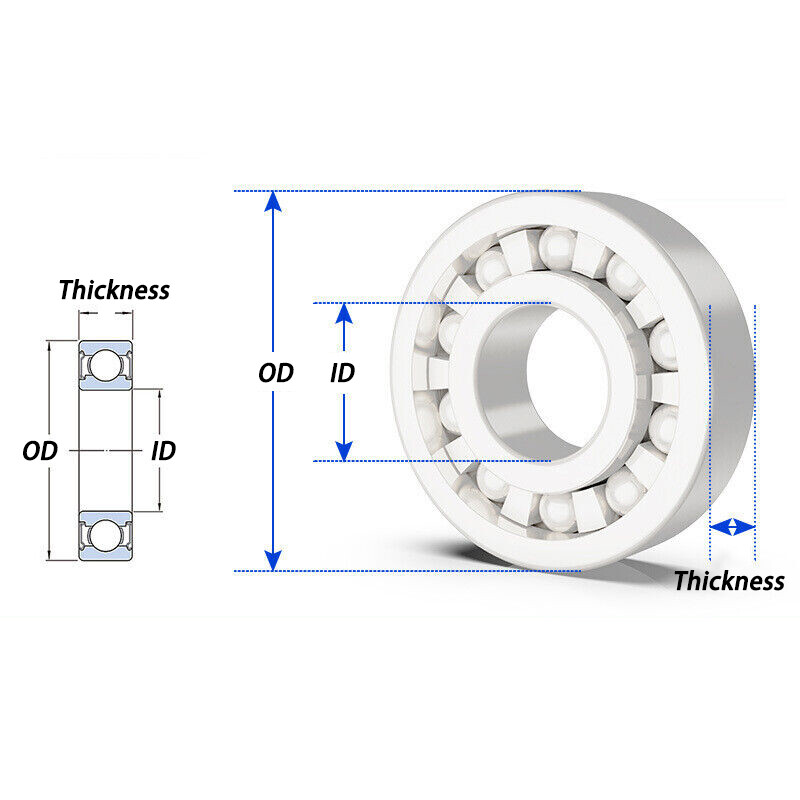 Full Ceramic I.D. 3mm-9mm Miniature Ball Bearings ZrO2 Zirconia White Premium
