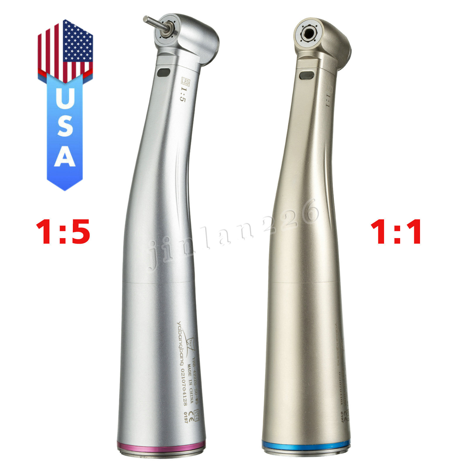 Dental 1:5 1:1 Fiber Optic LED Contra Angle Handpiece Fit NSK Electric Motor YBB