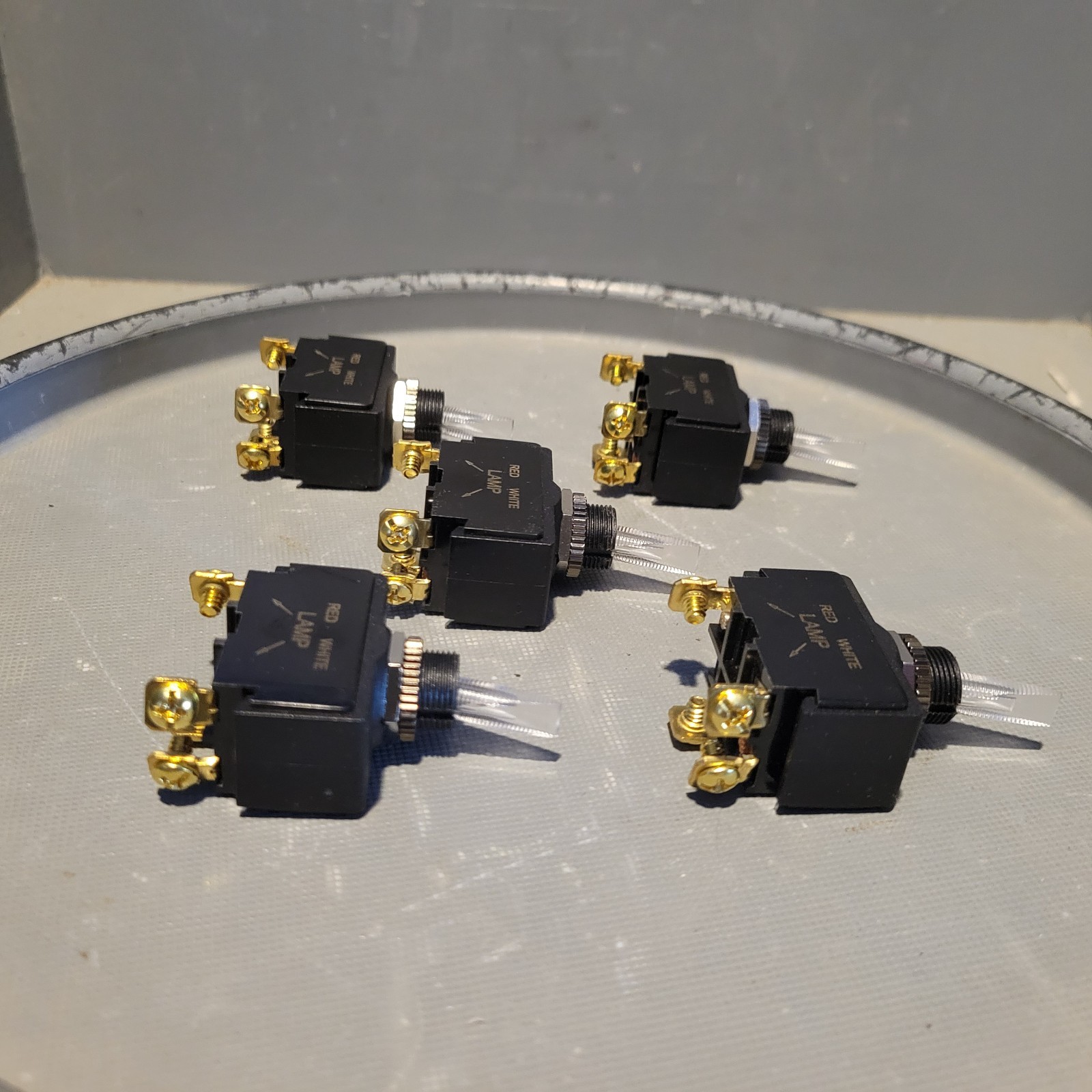 Lot of 5 BEP SPST Lighted Toggle Switch, Red, 21A @ 14VDC, 0918