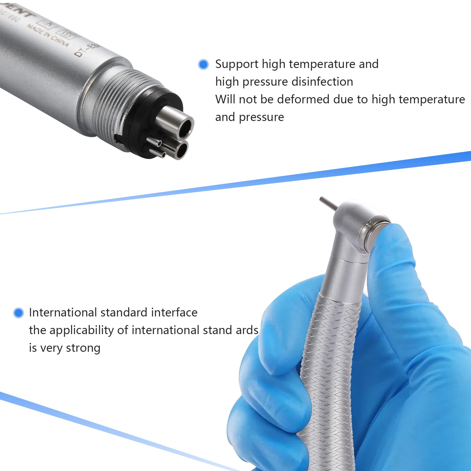 Dental LED E-generator High Speed Handpiece 4Holes 4-Port Spray SANDENT FG1.60mm