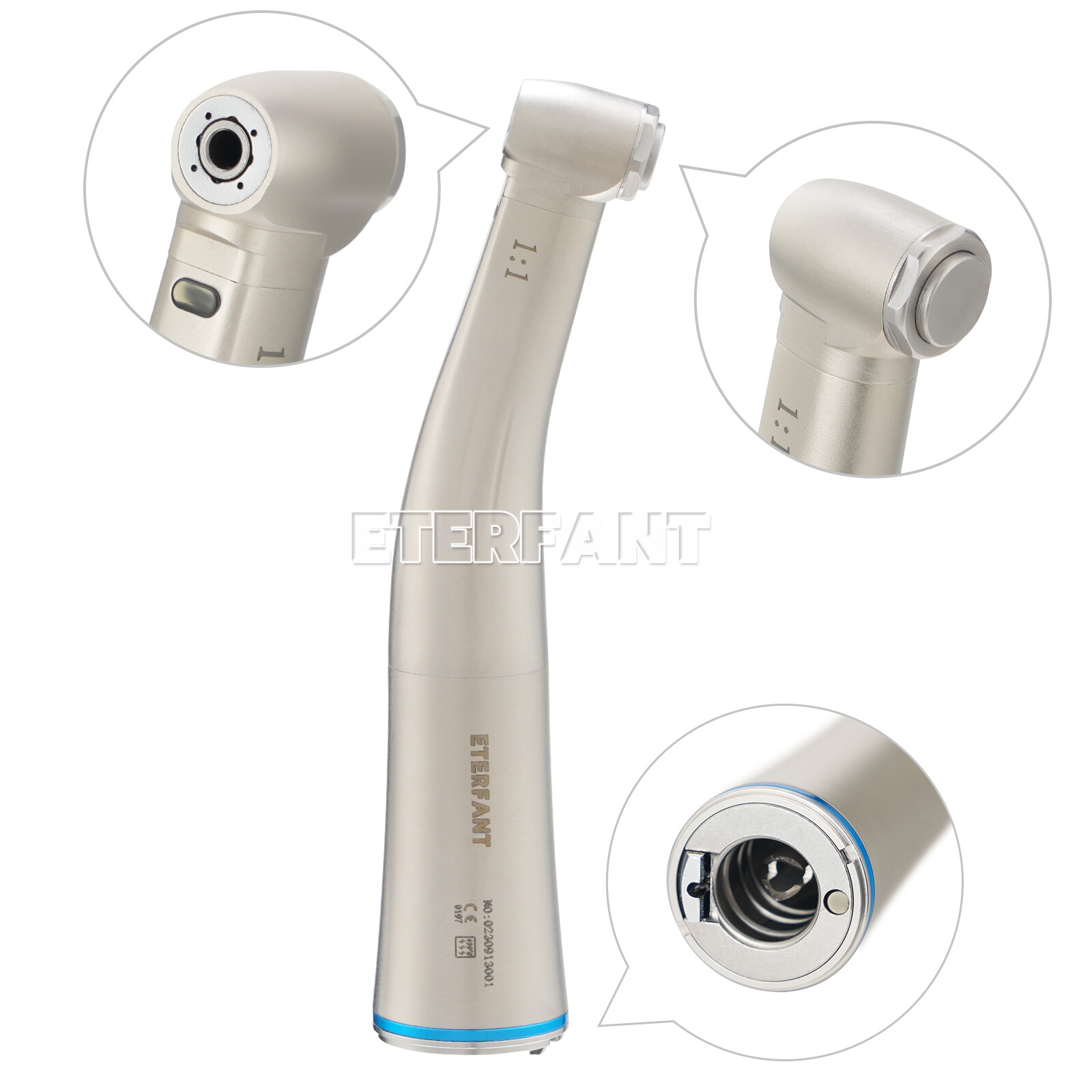 ETERFANT NSK Style Dental 1:1 Fiber Optic LED Slow Speed Contra Angle Handpiece