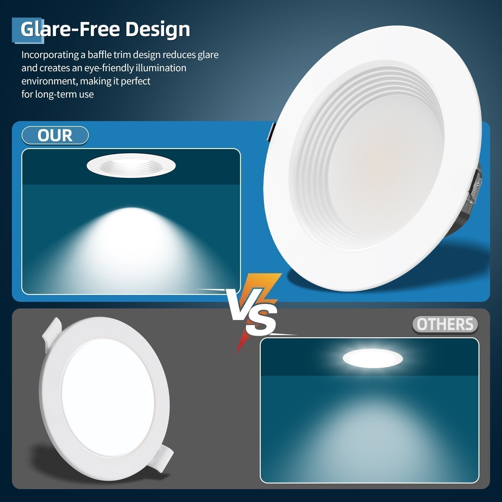 6 Inch LED Commercial Downlight,27W Recessed Ceiling Light Power &CCT Adjustable