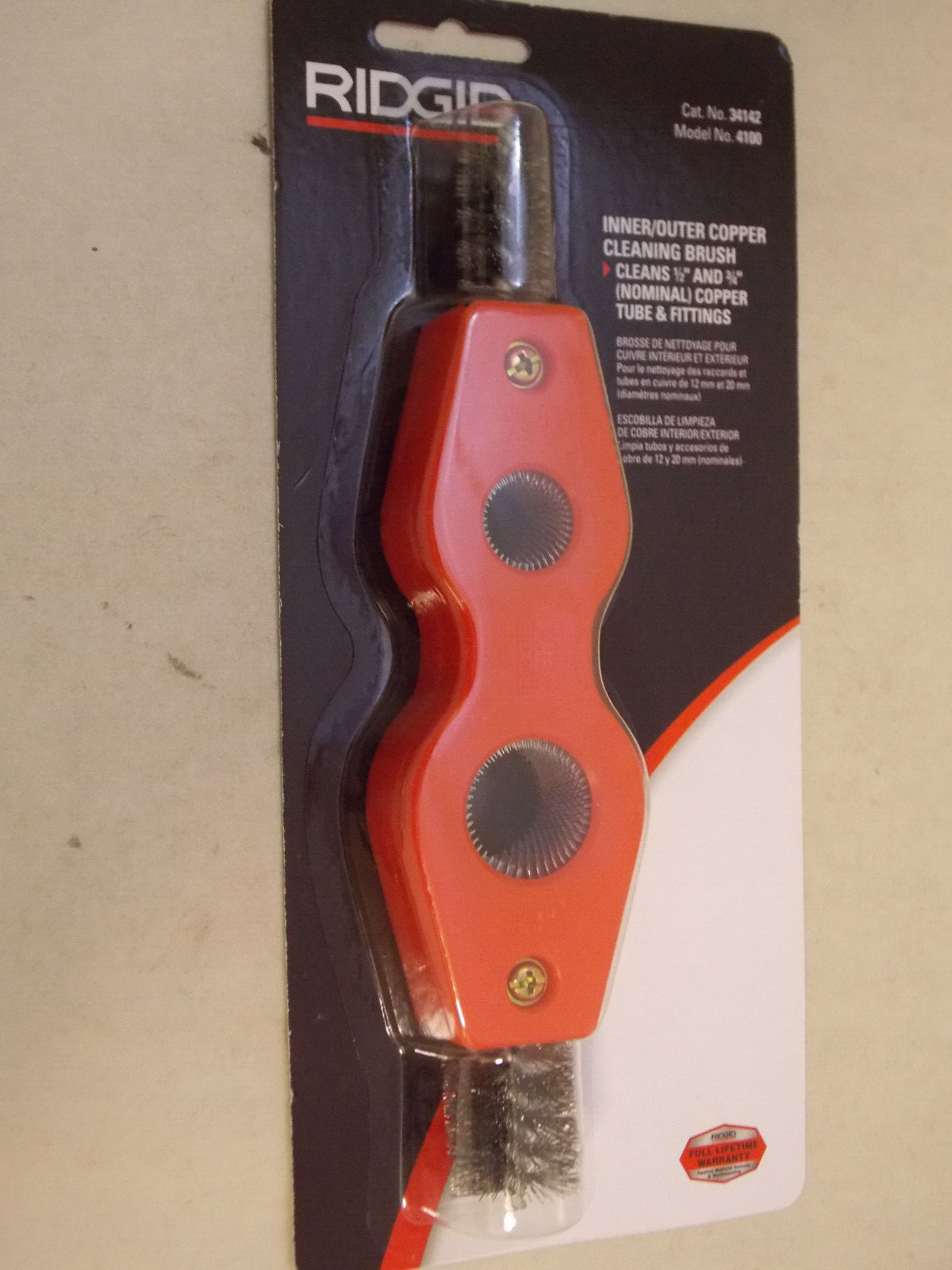 Ridgid 4100 1/2″ to 3/4″ Inner-Outer Cleaning Brush for Copper Tubing , 34142