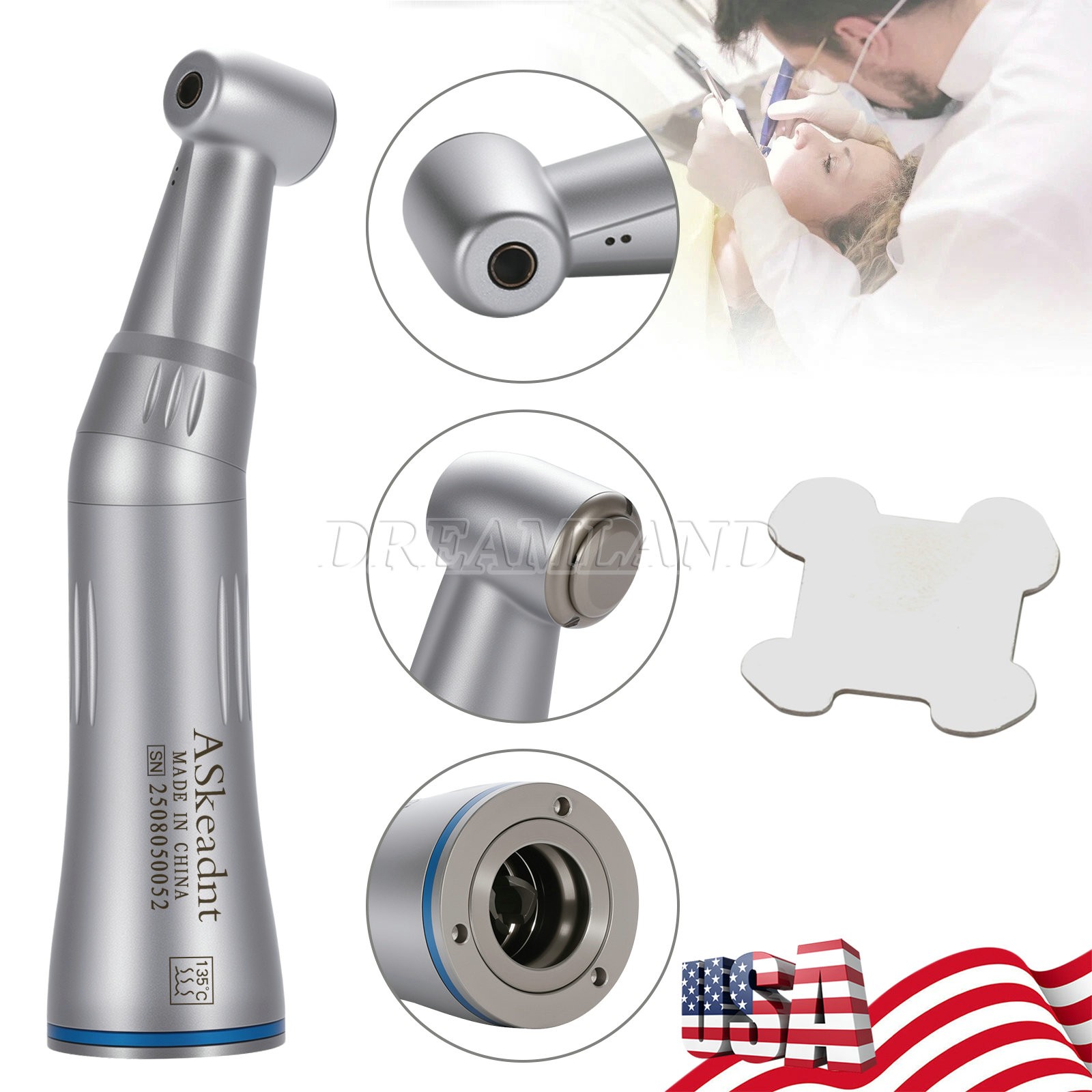 ASkeadnt Low Speed Handpiece 1:1 Inner Channel Contra Angle Max40, 000rpm