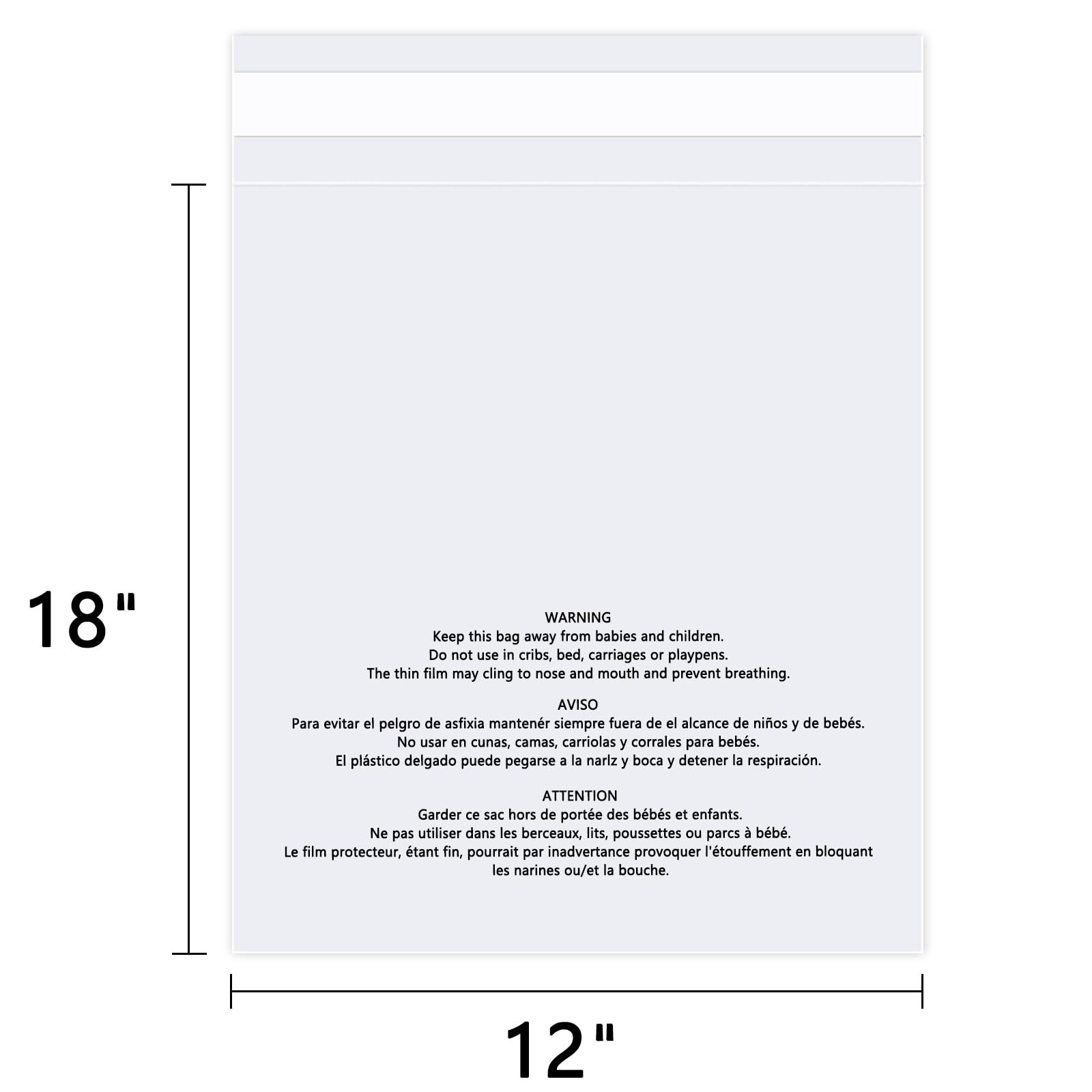 WEPOLY – 12″ x 18″ (100 Count) Self Seal Resealable Adhesive, Transparent