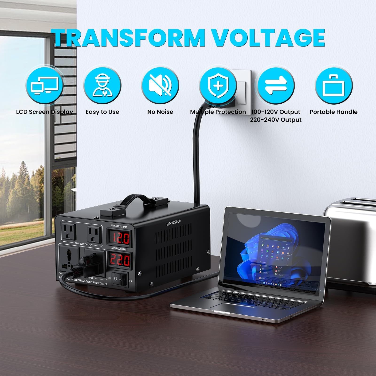 Jlouneo 2000W Voltage Converter Transformer110V To 220V Or 220V To 110V Step