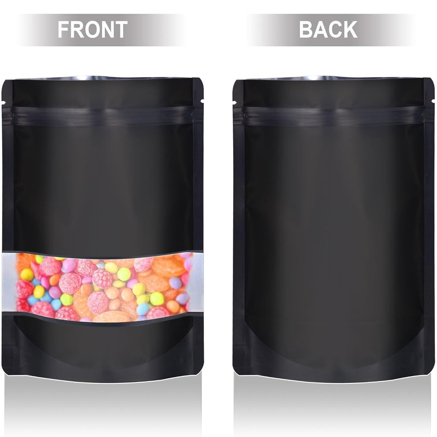 Mylar Foil Food Storage Stand Up Zip Seal Pouch Smell Proof Bags with Window USA