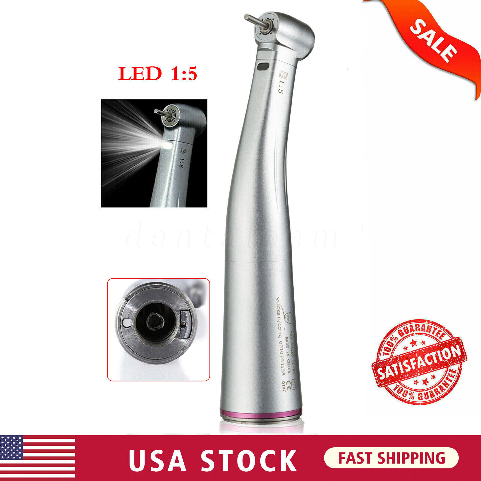 Dental 1:5 Increasing LED Fiber Optic Contra Angle Red Ring For NSK Ti Max Z95L