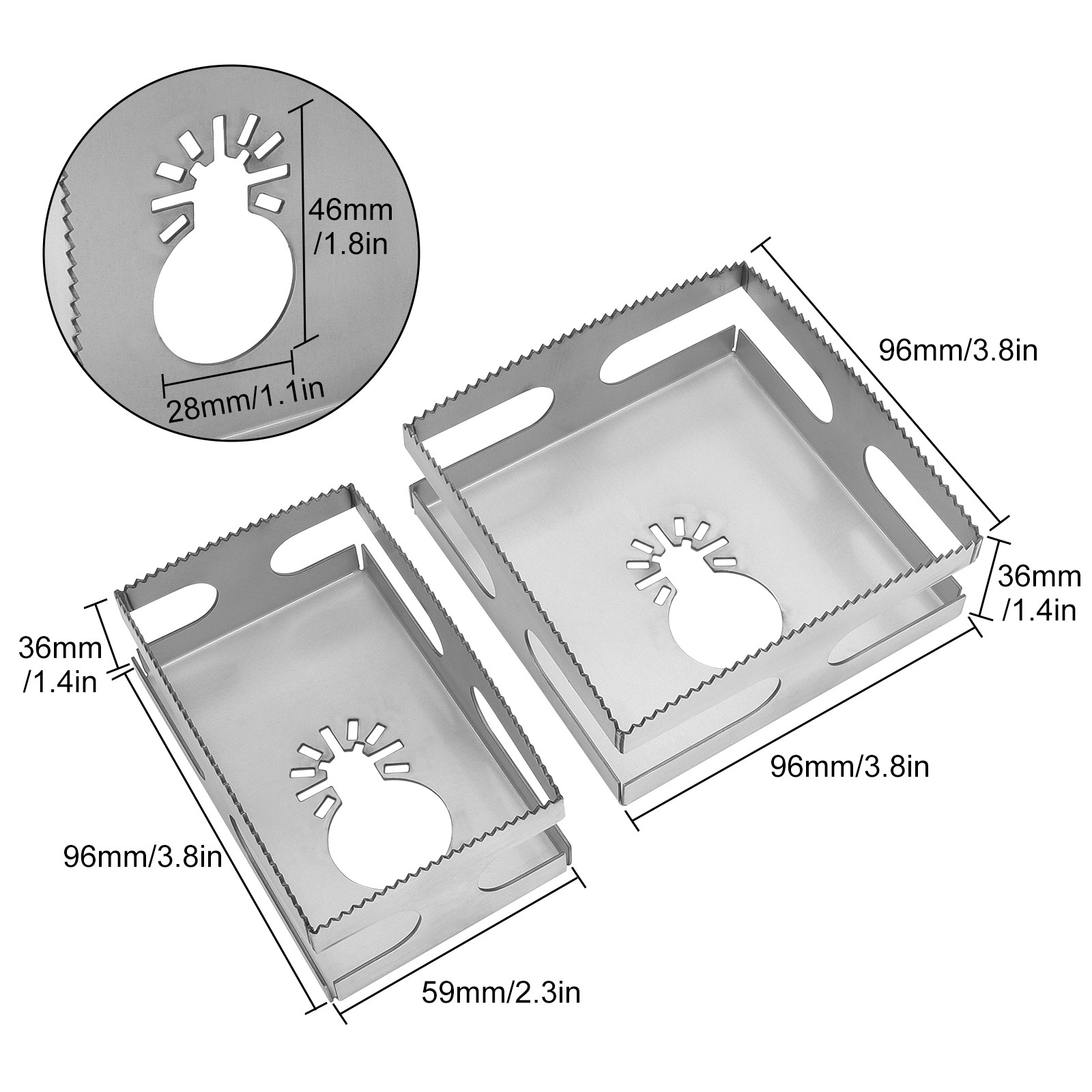 2x Square/Rectangle Slot for Oscillating Multi-Tool Cut-in Single Gang Wall Box