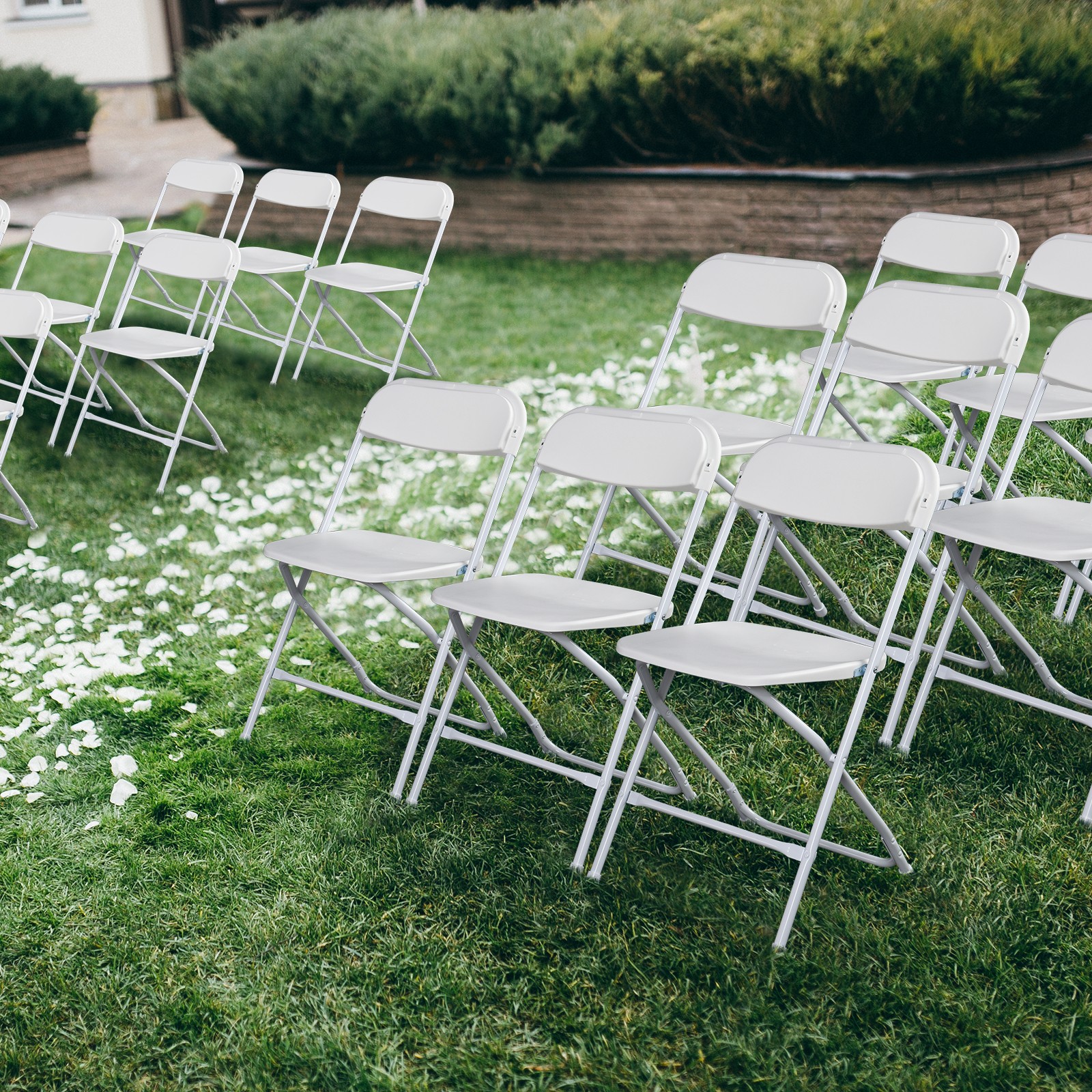 8 PCS Plastic Folding Chairs Stackable Wedding Party Camping Dining Seats Home