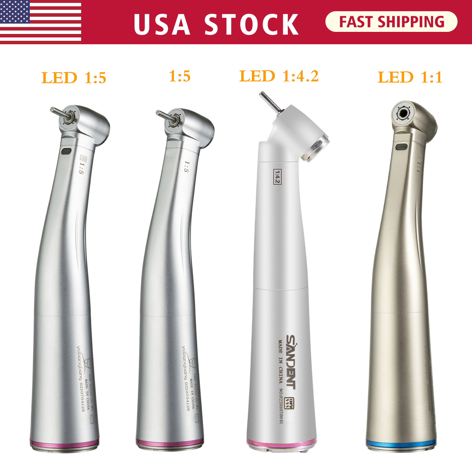 Dental 1:5 /1:1/ 1:4.2 Electric Contra Angle Handpiece Fits NSK E-TYPE FDA