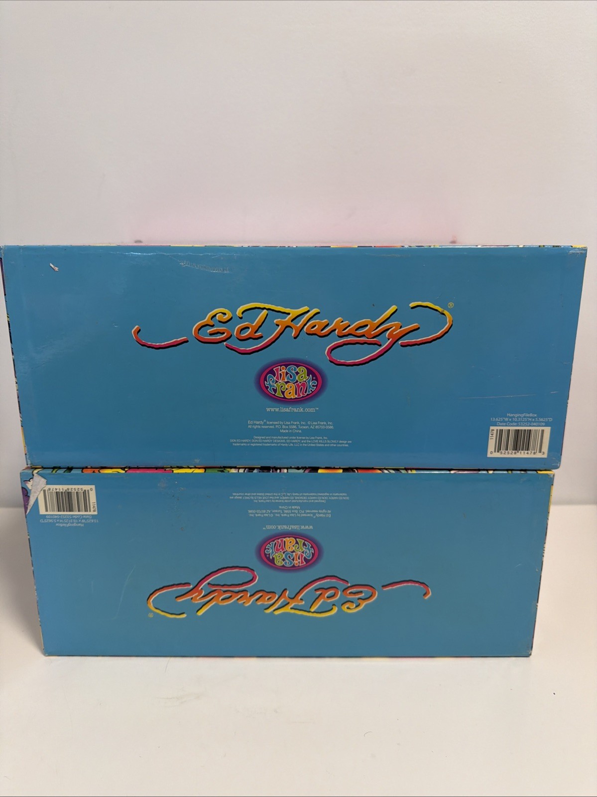 2x – Ed Hardy Lisa Frank Love Kills Slowly Peacock Design Hanging File Box RARE