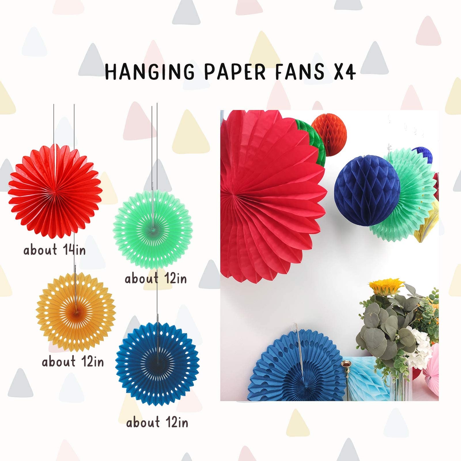20 PCS MultiColor Paper Honeycomb Balls Rainbow Party Decor Baby Shower