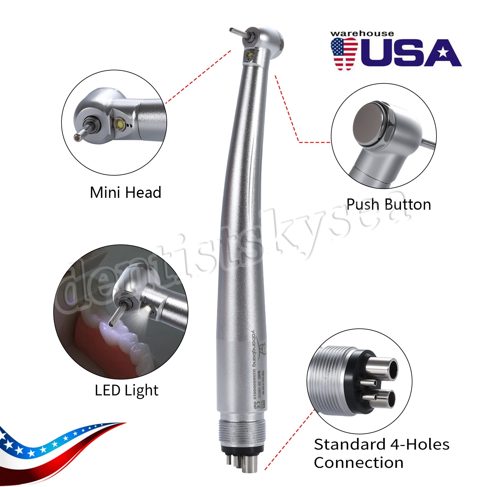 10X NSK Style Dental High Speed Handpiece Push Button Type 4 Hole US SEASKY-0:H