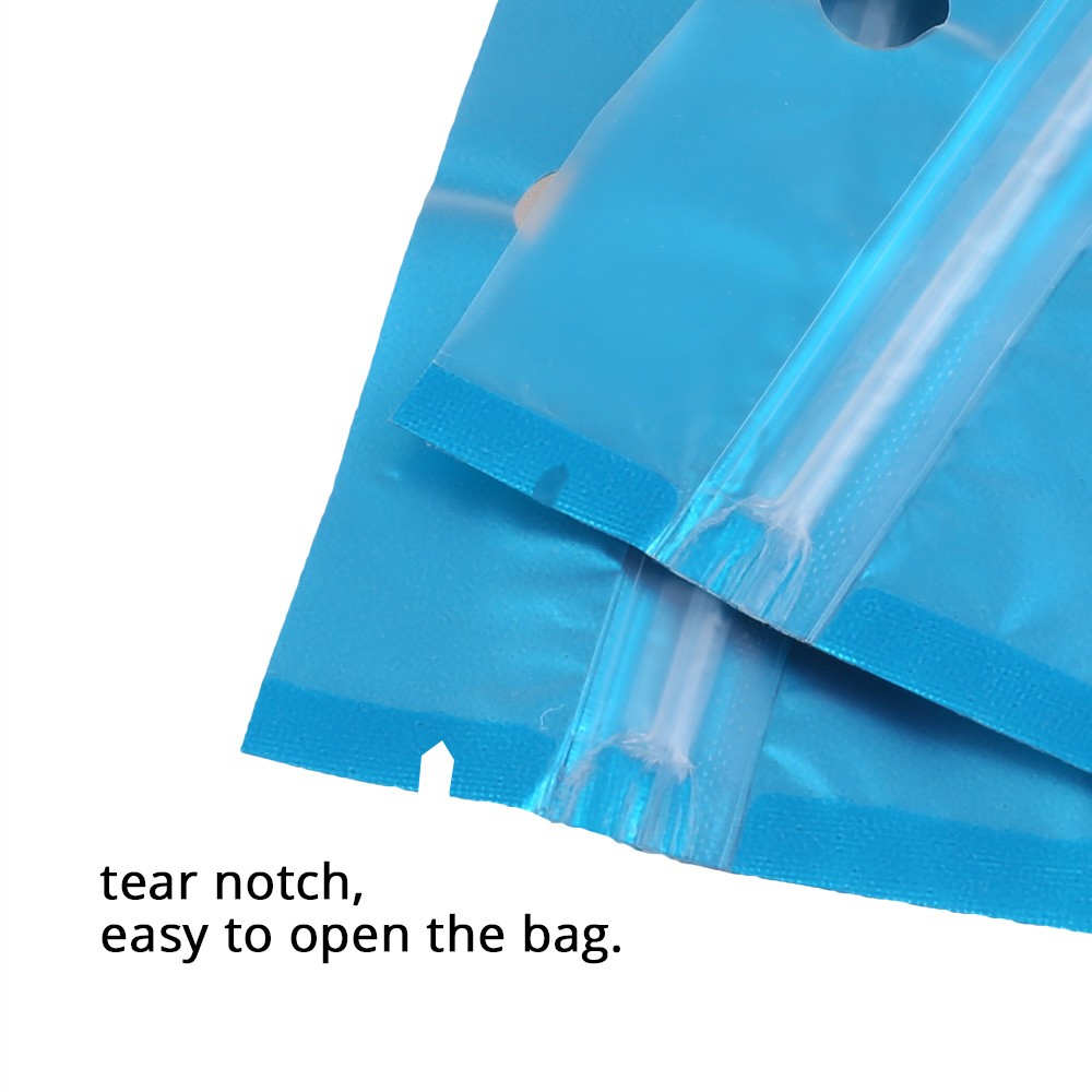 Clear Front Colorful Custom Zip Pouch with Round Hang Hole Multi-Use Foil Bag
