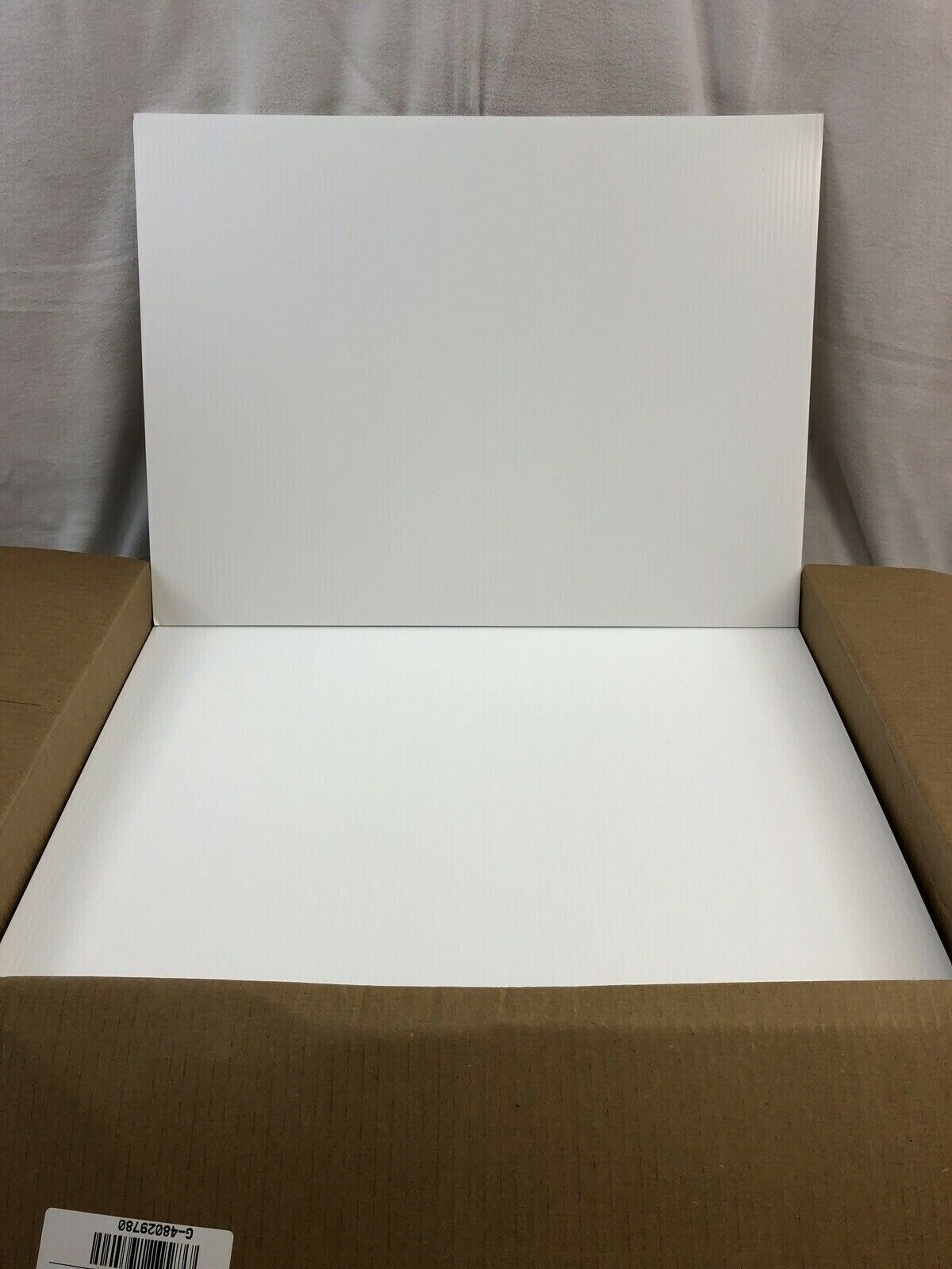 BOX OF 100 WHITE 18″ x 24″ BLANK CORRUGATED YARD SIGNS *LOWEST PRICE*