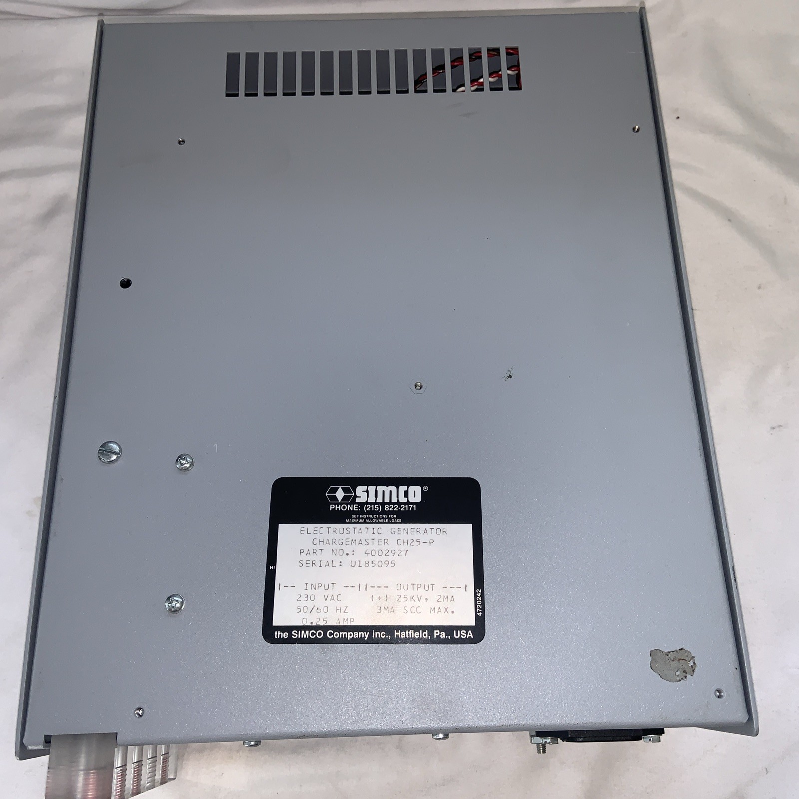 SIMCO CHARGEMASTER Electrostatic Generator CH25-N/CH25-P 230VAC 50/60HZ (2)