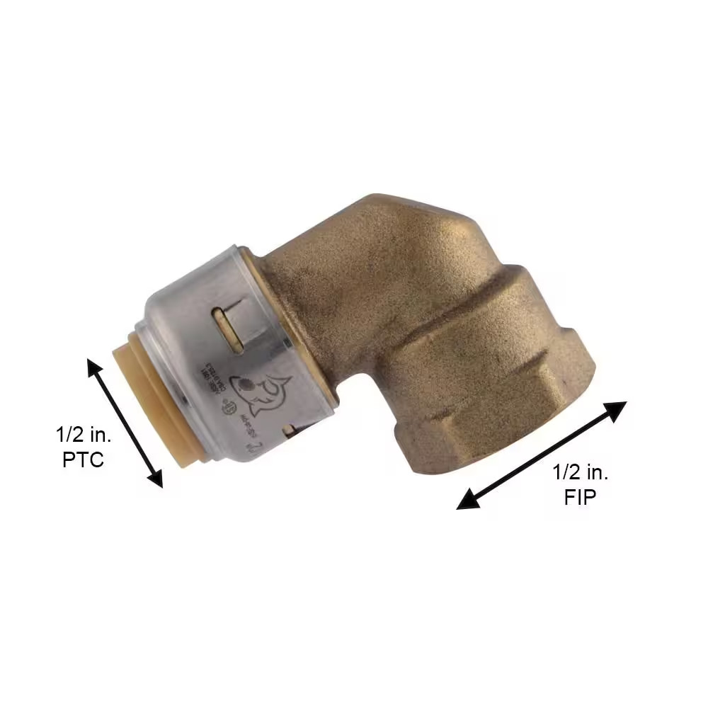 Max 1/2 In. Push-To-Connect X FIP Brass 90-Degree Elbow Fitting