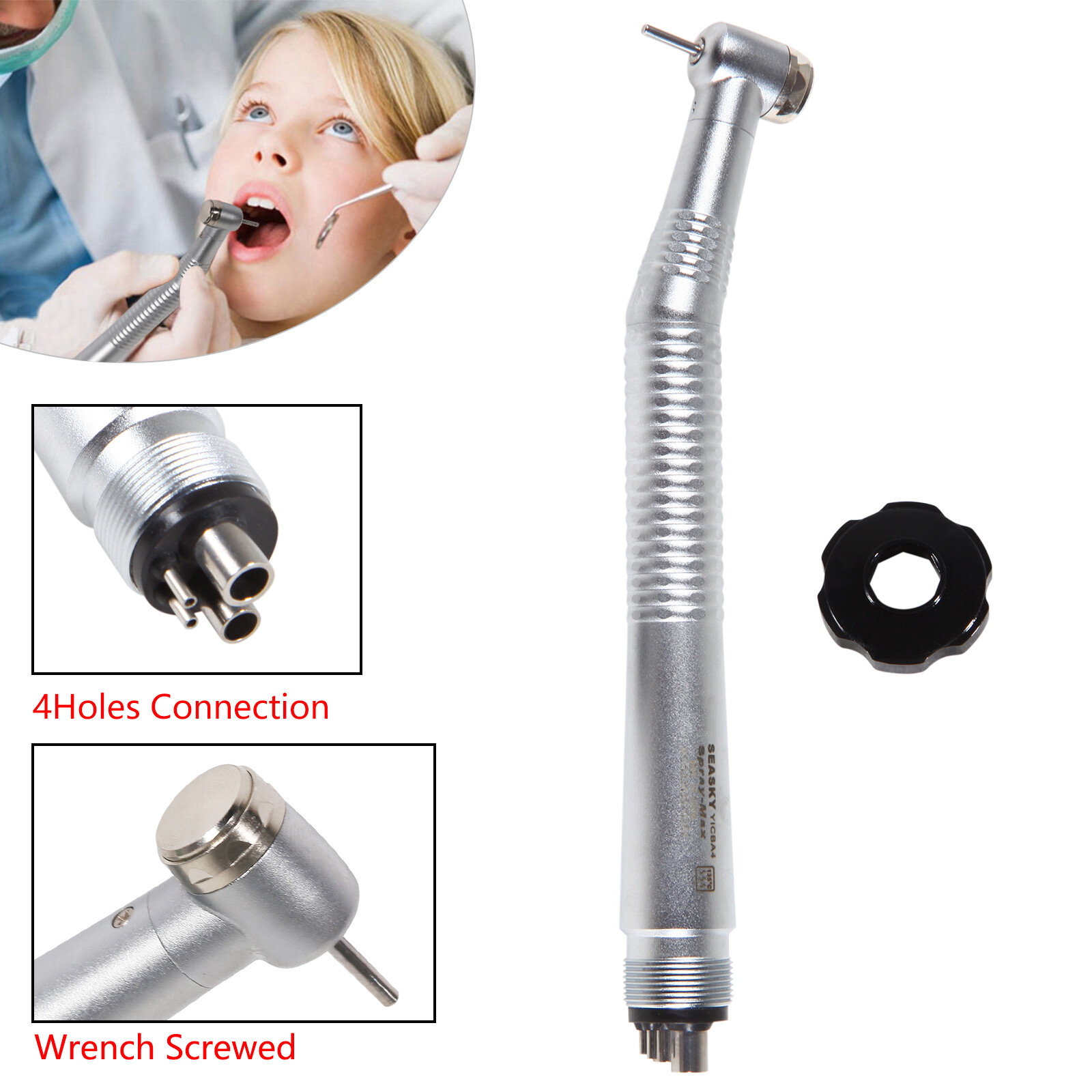 1PC Dental High Speed Handpiece Standard Wrench Key Type Air Turbine 4 Holes USA