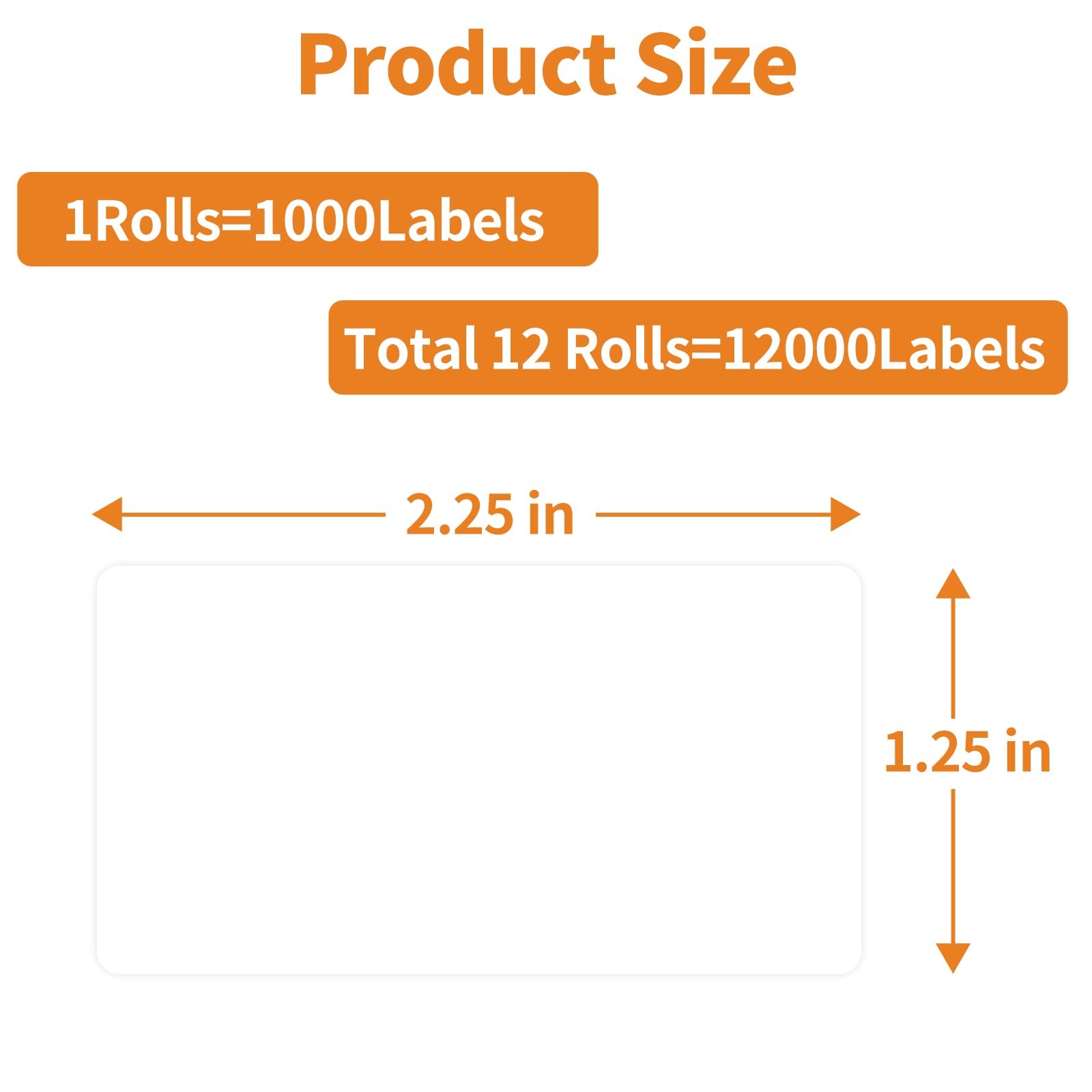 MFLABEL 12 Rolls Thermal Shipping Labels (12,000 12 Rolls, 2.25 X 1.25 White