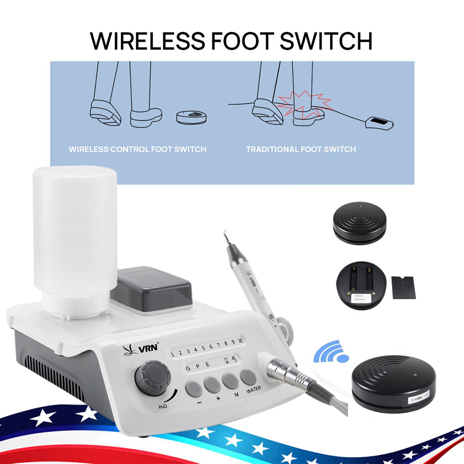 Dental Ultrasonic Scaler & LED Detachable Handpiece Auto Water Supply USA STOCK