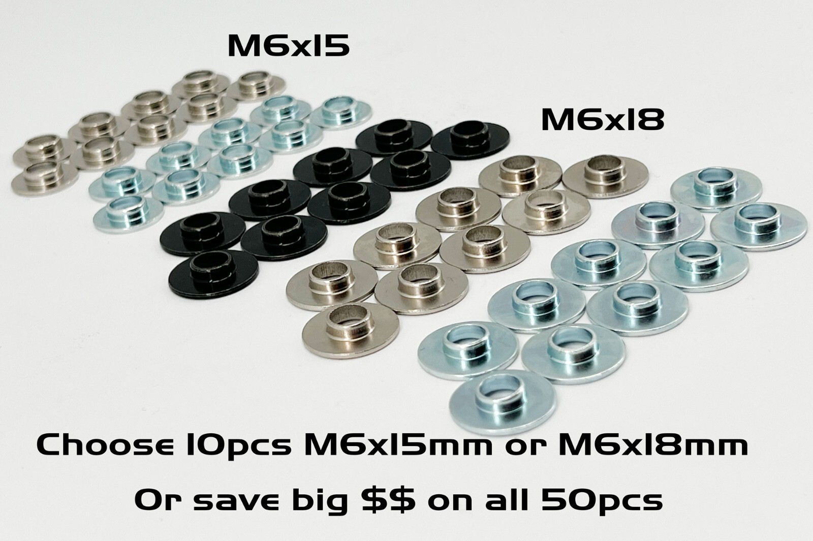 10-50 pc M6 Shoulder Collar Washer packs Bundle Deal get all 5 types and Save $$