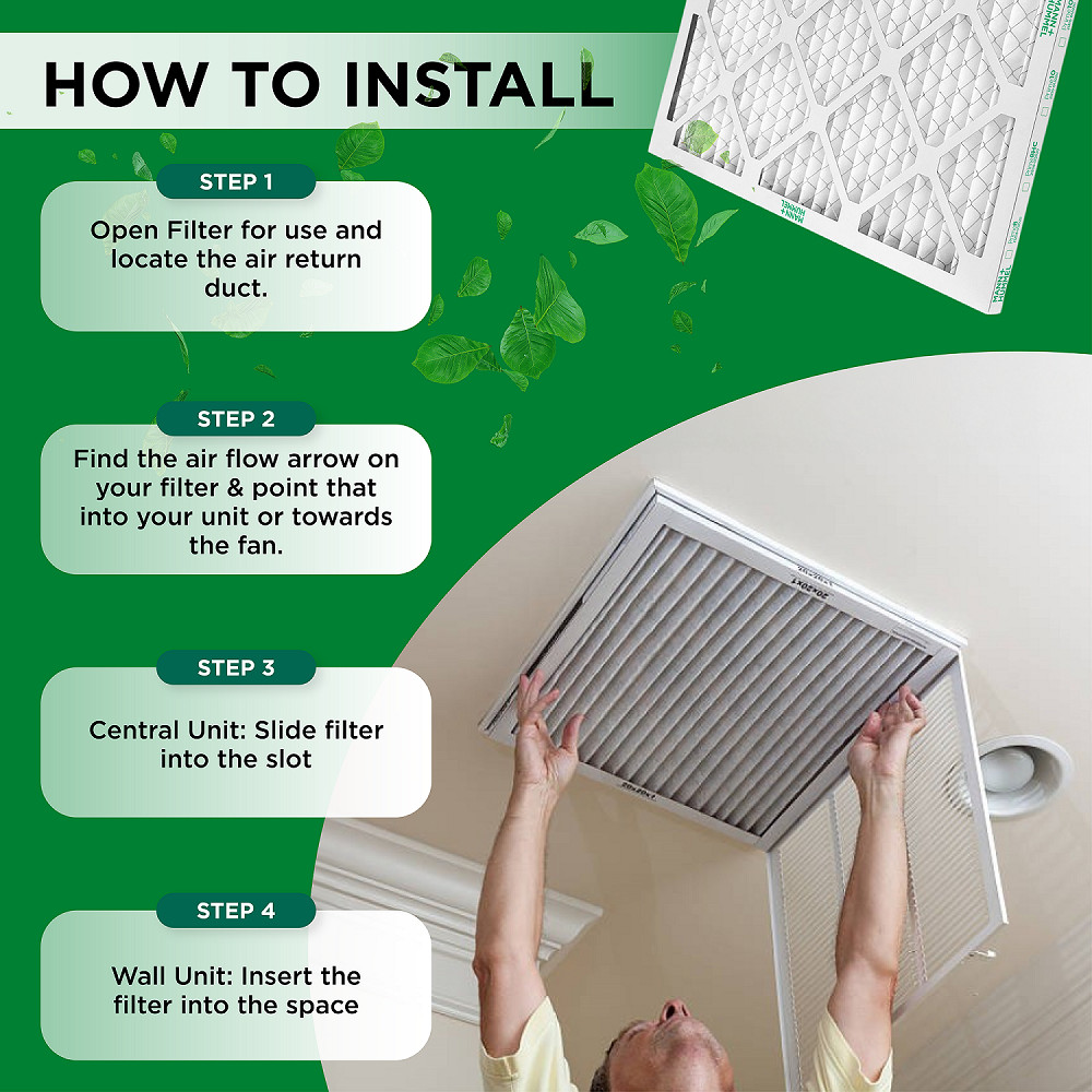 12x12x2 MERV 8 Pleated AC Furnace Air Filters. 4 Pack