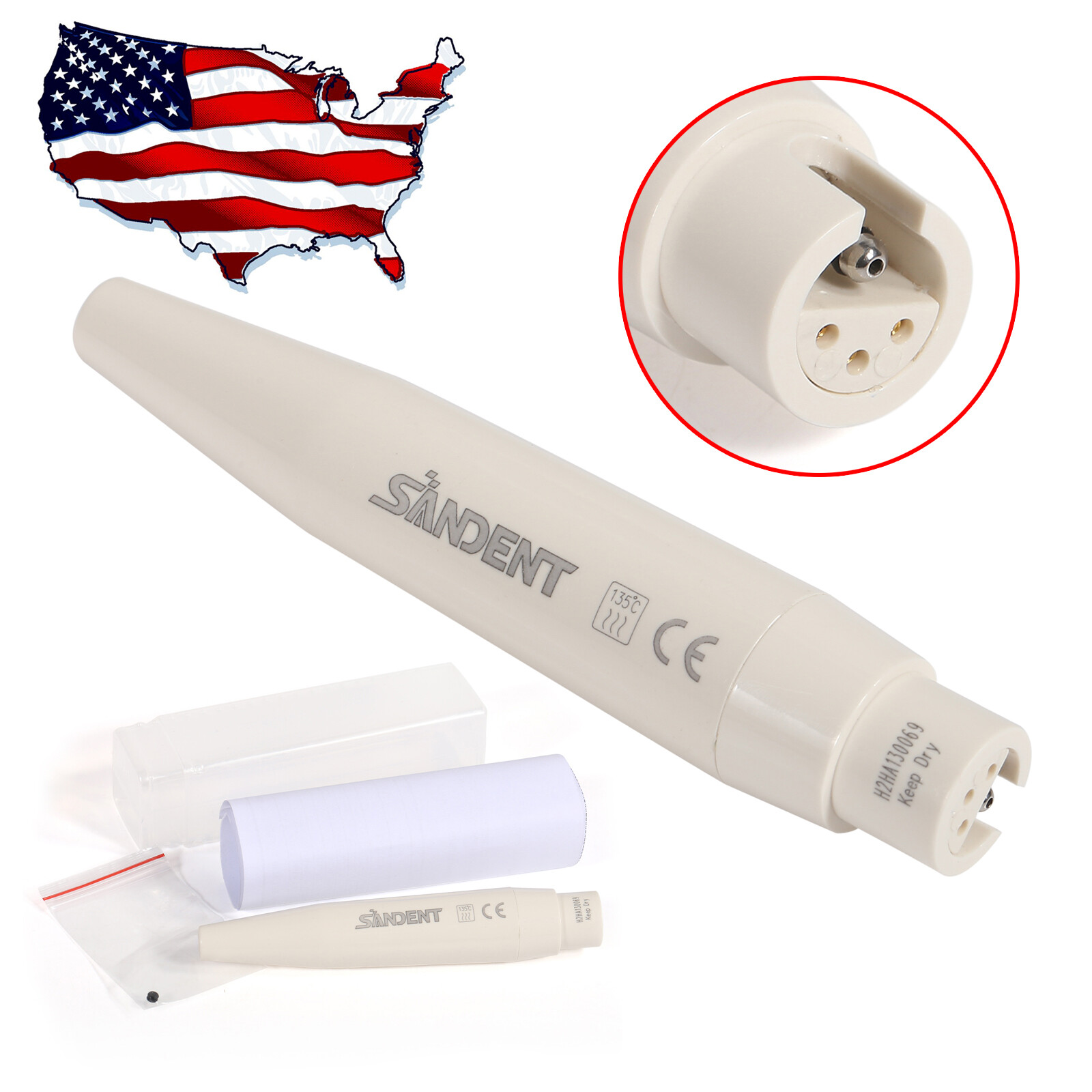 USA SANDENT Dental Piezo Ultrasonic Scaler Handpiece Fit DTE SATELEC Tips SK-D1