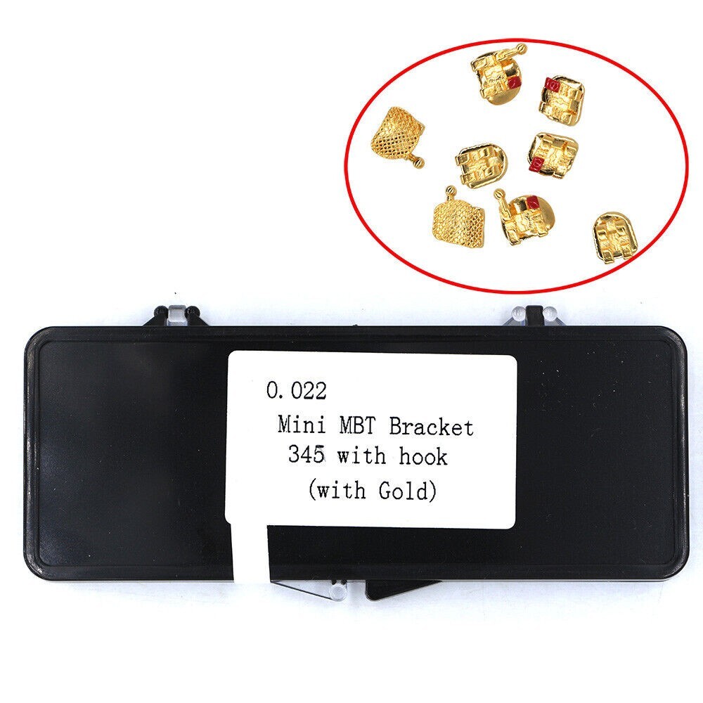 Dental Orthodontic 18K Gold Coated Metal Bracket Mini MBT 022 3-4-5 20pcs/set