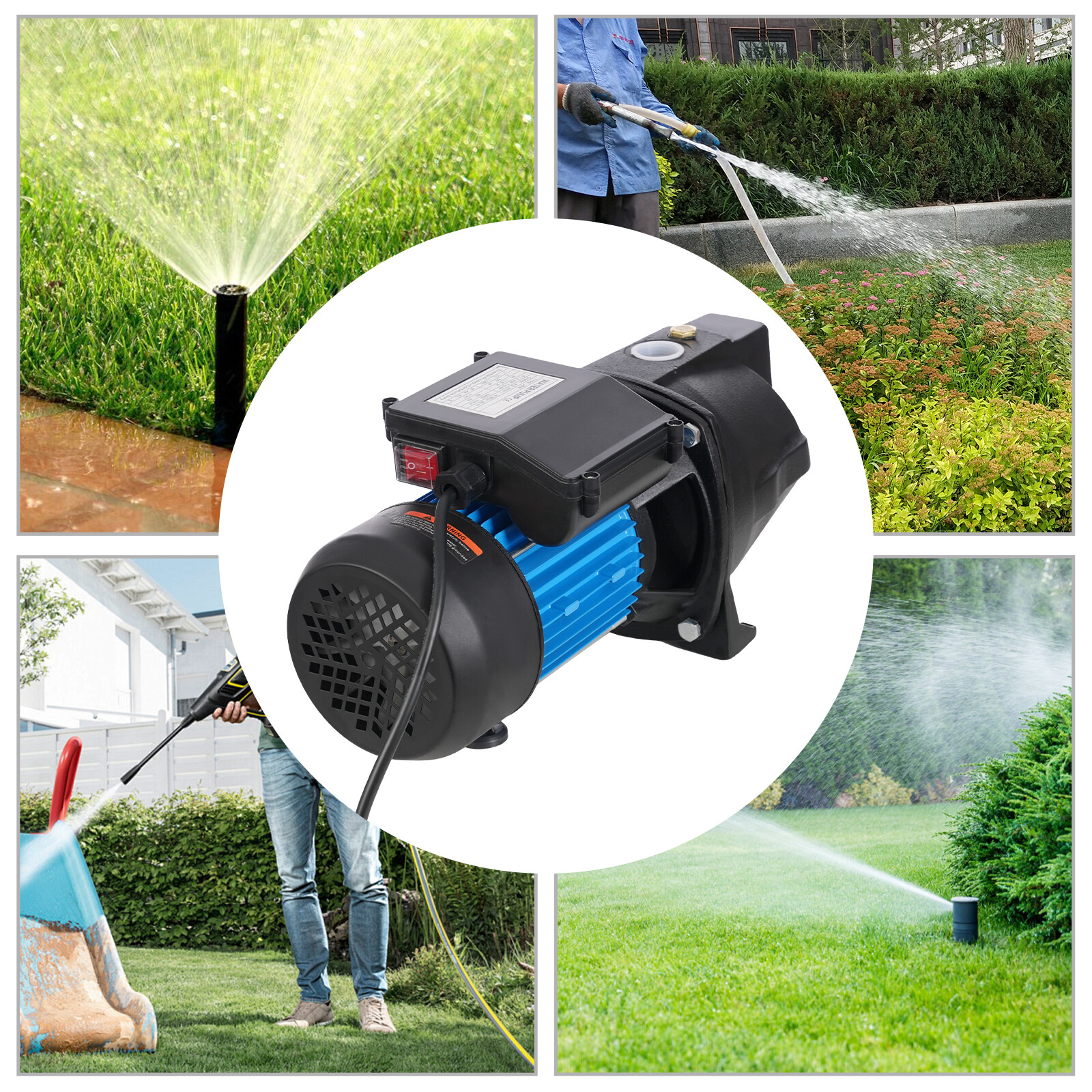 1.6HP Shallow Well Jet Pump, Cast Iron Irrigation Pump for Home Farm Garden Lawn